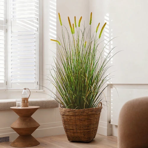 Artificial 10-Head Long Cat Tail with Curved Onion Grass Bonsai 170cm H