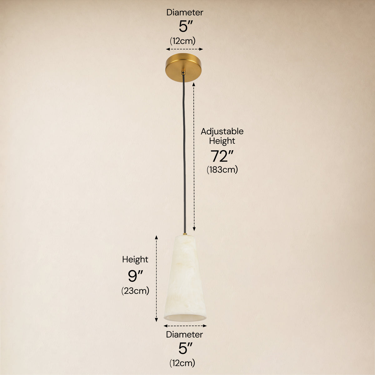 Capus Conical Resin Pendant 9''H