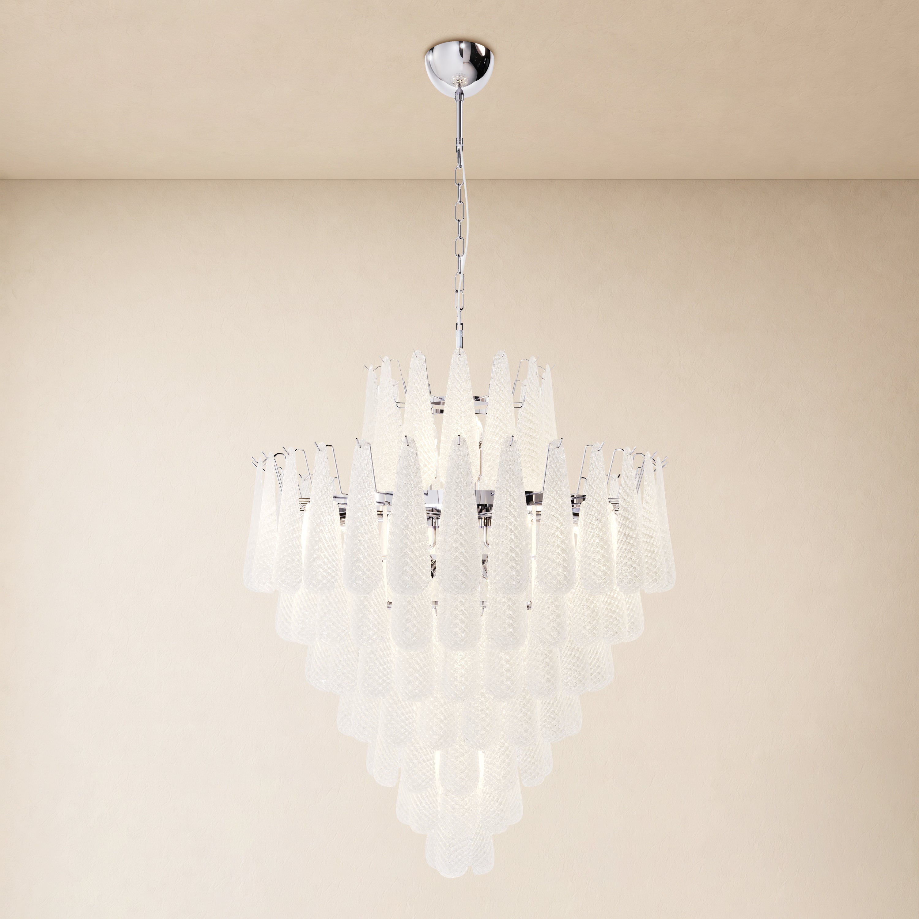 Veloria Murano Glass Leaf Tiered Chandelier 36"D