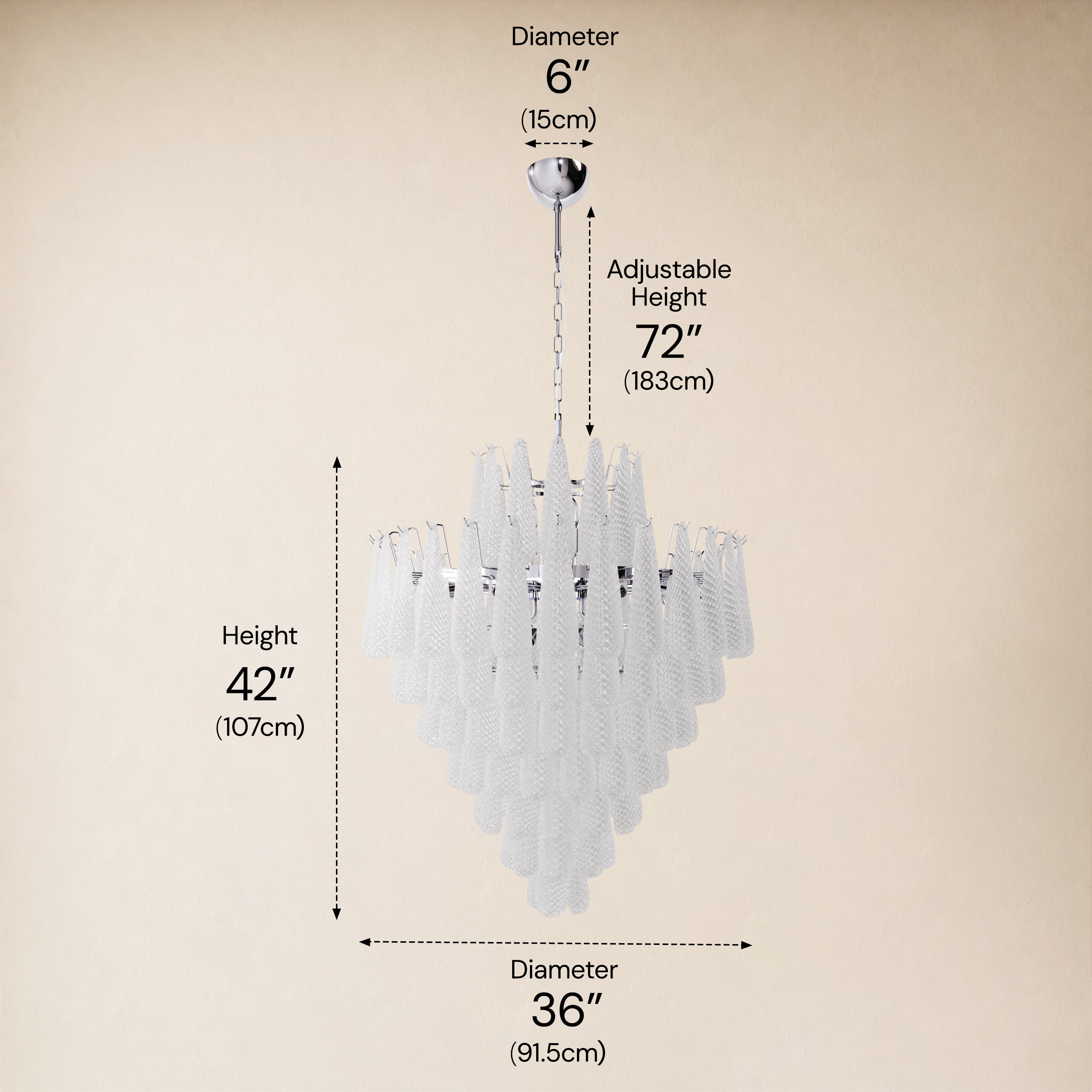 Veloria Murano Glass Leaf Tiered Chandelier 36"D