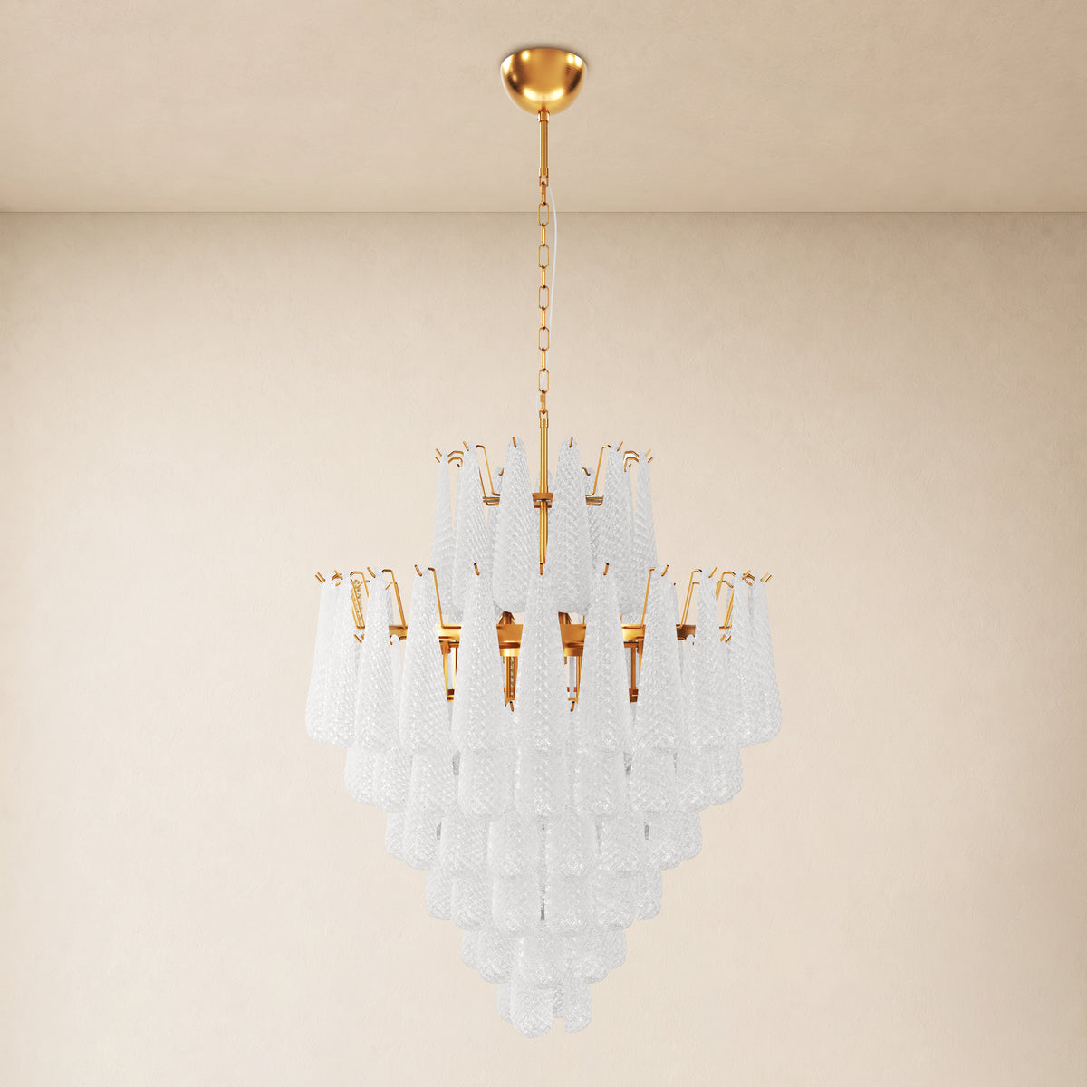 Veloria Murano Glass Leaf Tiered Chandelier 32"D