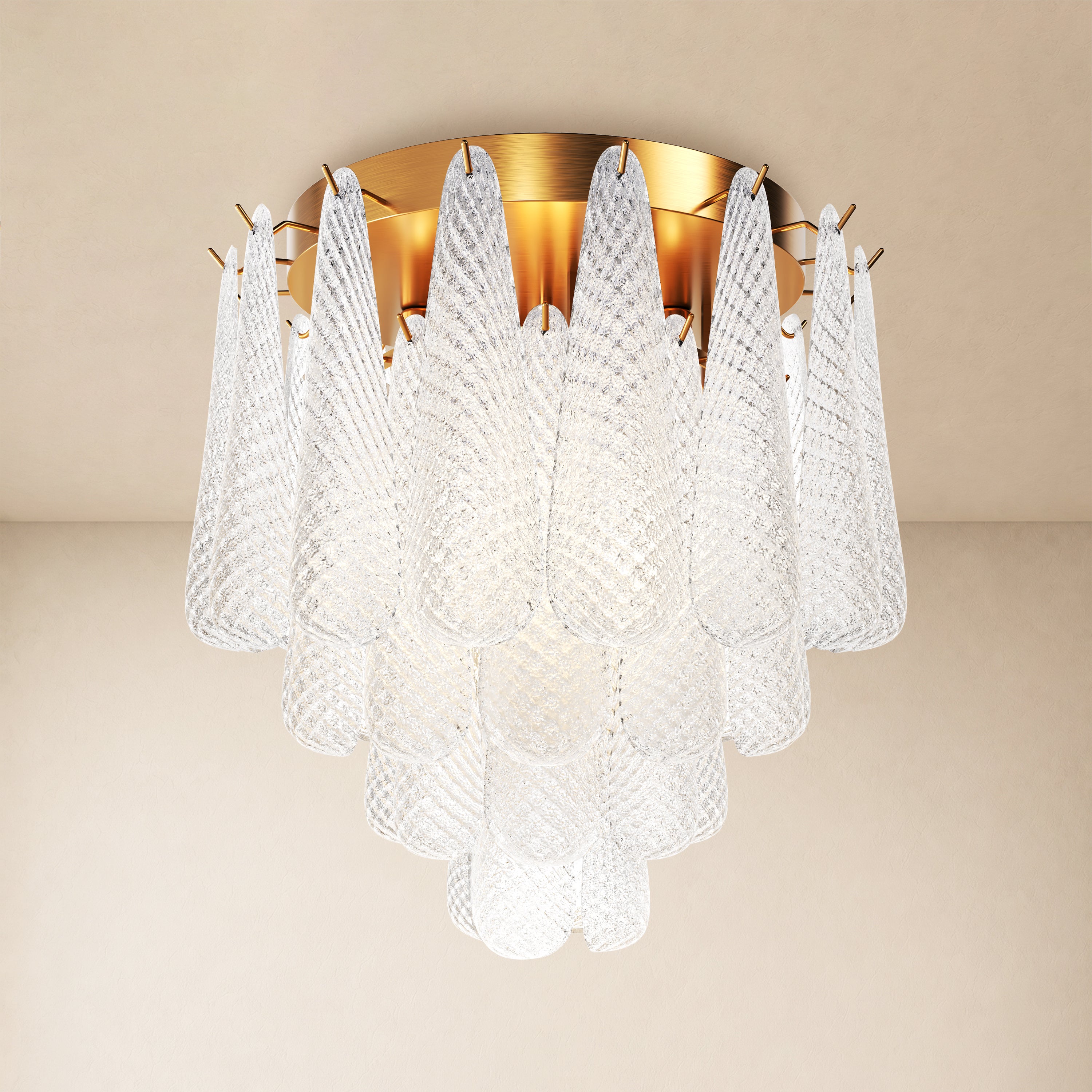 Veloria Murano Glass Leaf Flush Mount 20"D