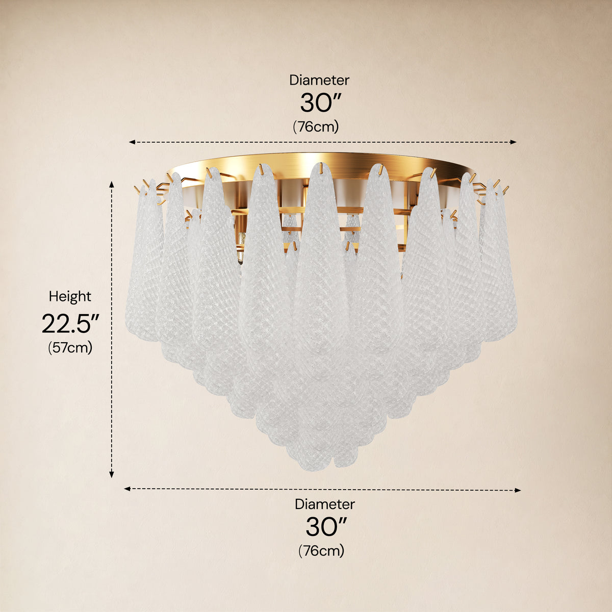 Veloria Murano Glass Leaf Flush Mount 30"D