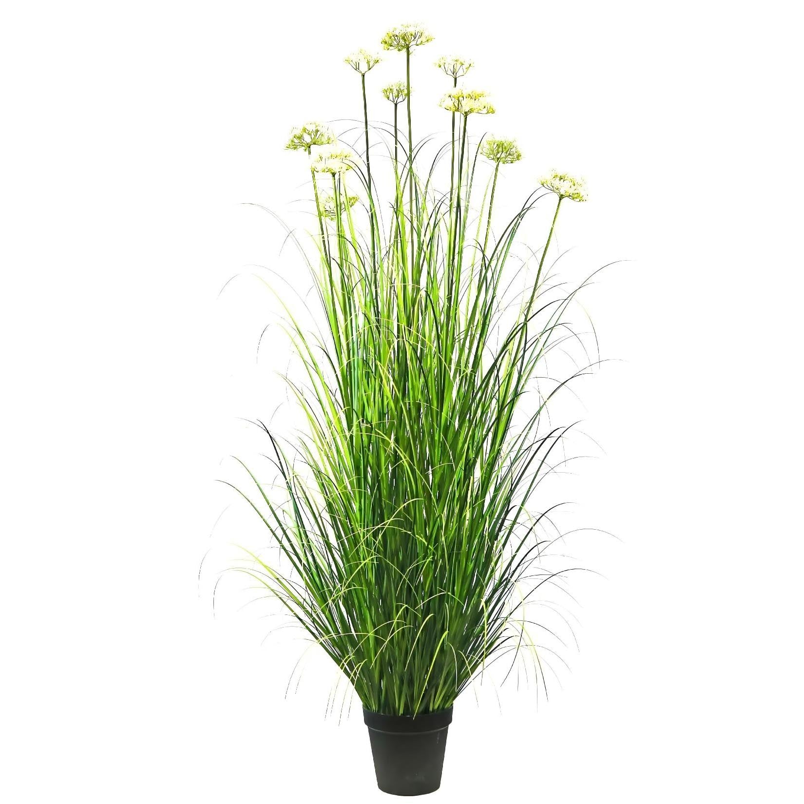 Artificial 10-Head Lace Flower with Curved Onion Grass Bonsai 190cm H