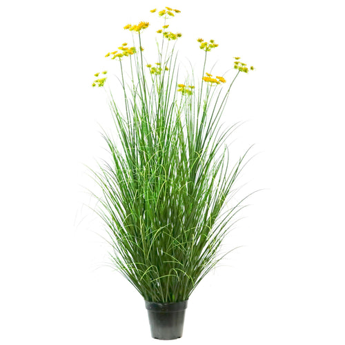 Artificial 11-Head Carrot Flower with Curved Onion Grass Bonsai  18cm H