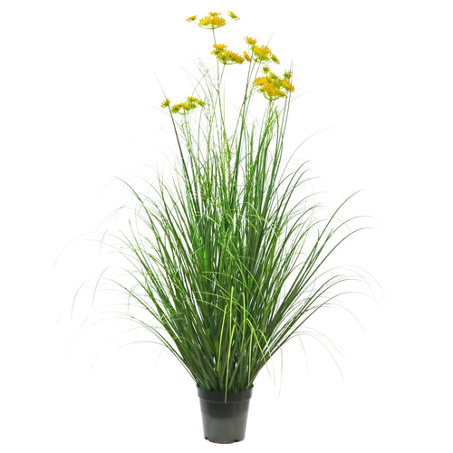 Artificial 6-Head Carrot Flower with Curved Onion Grass Bonsai 15cm H