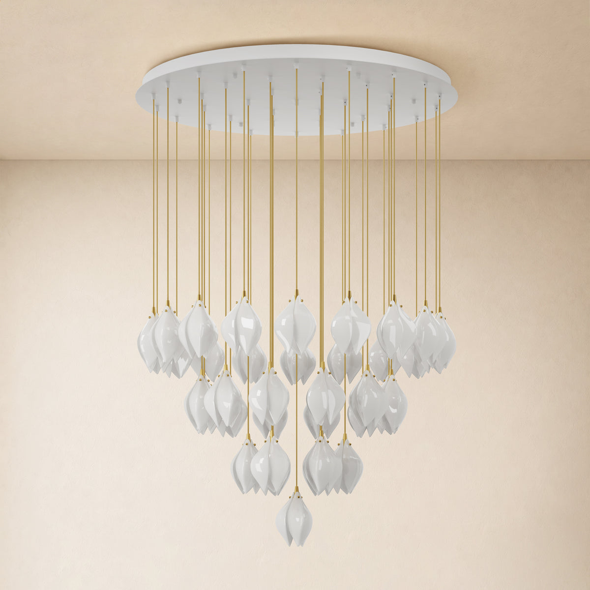 Veylune Ceramic Flower Cluster Chandelier 8"-48"D