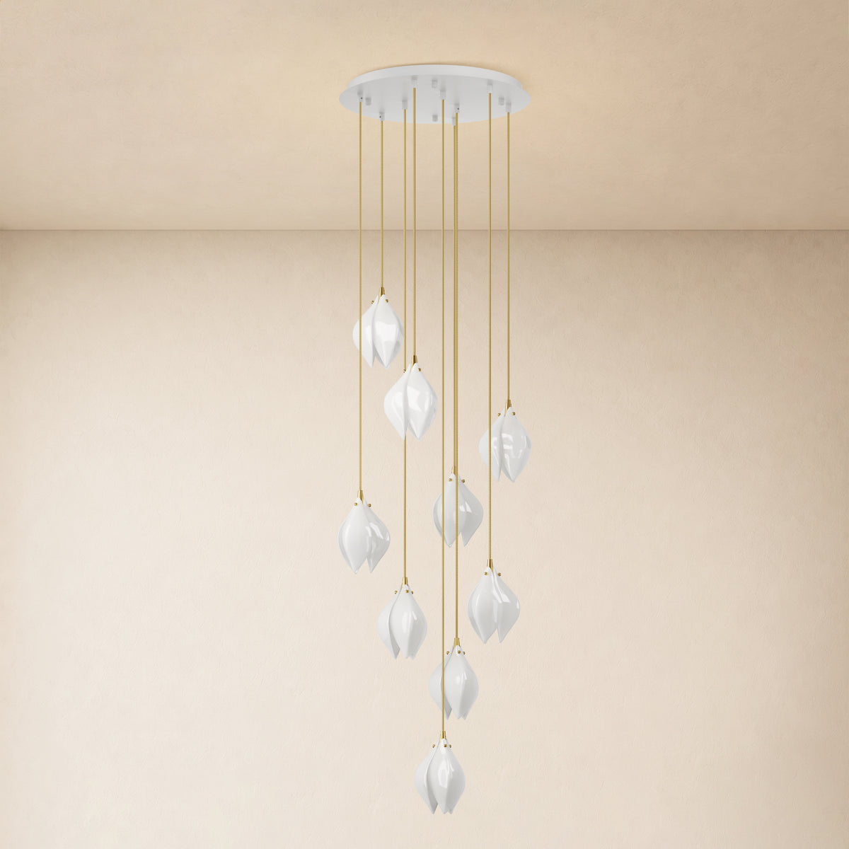Veylune Ceramic Flower Cluster Chandelier 8"-48"D