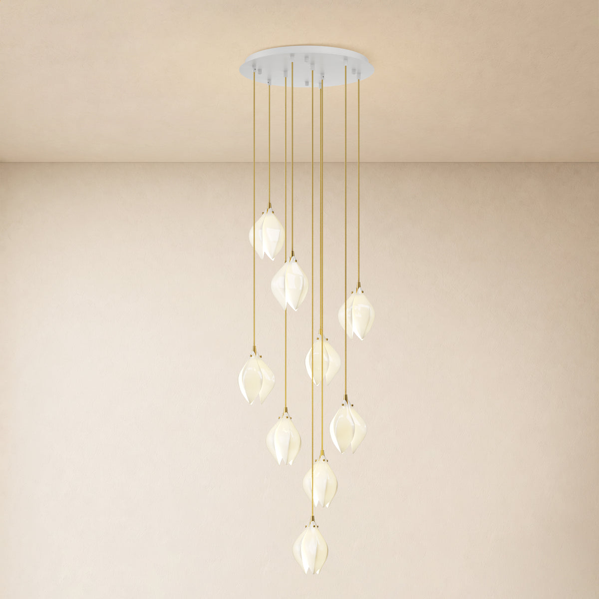 Veylune Ceramic Flower Cluster Chandelier 8"-48"D