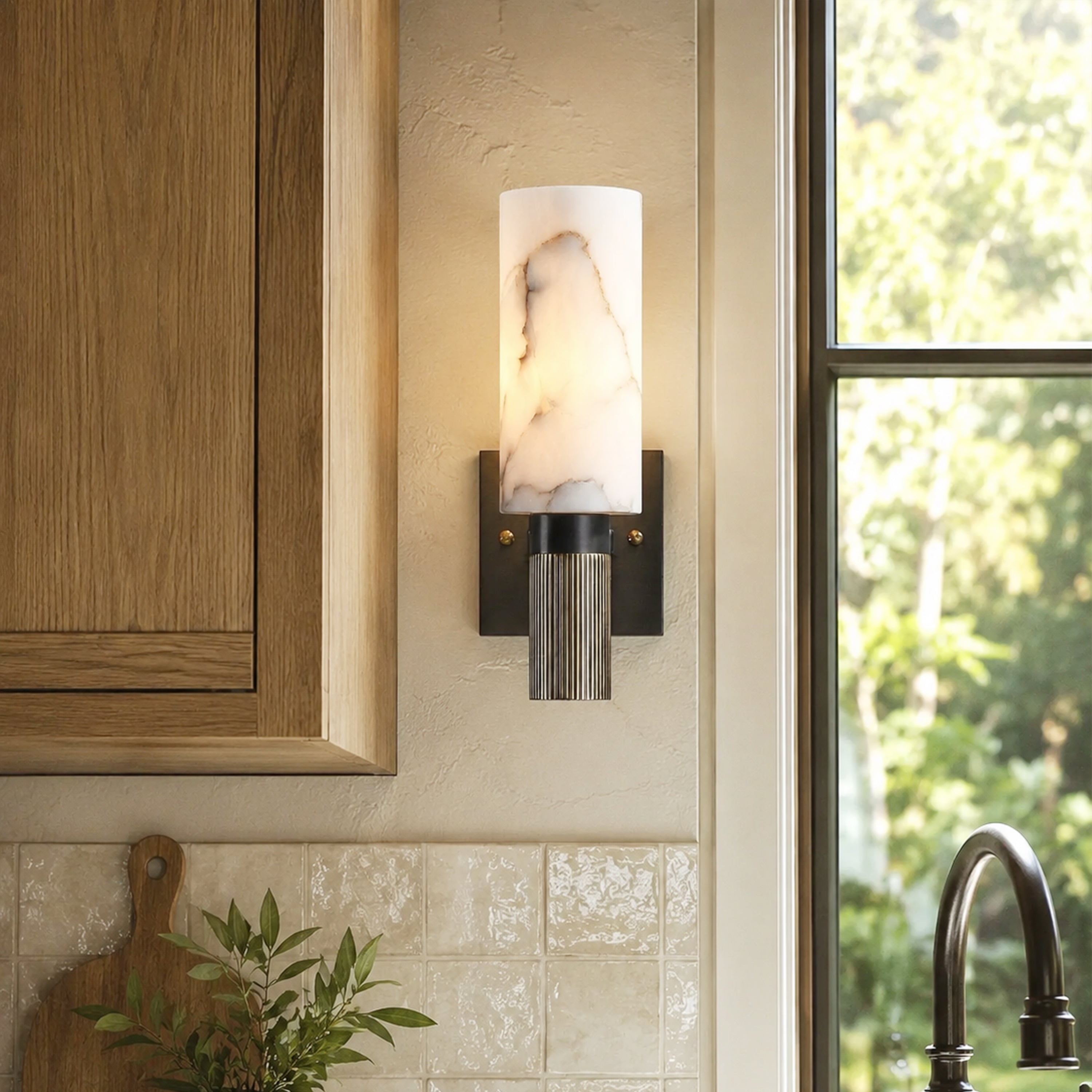 Xelora Alabaster Torch Wall Sconce
