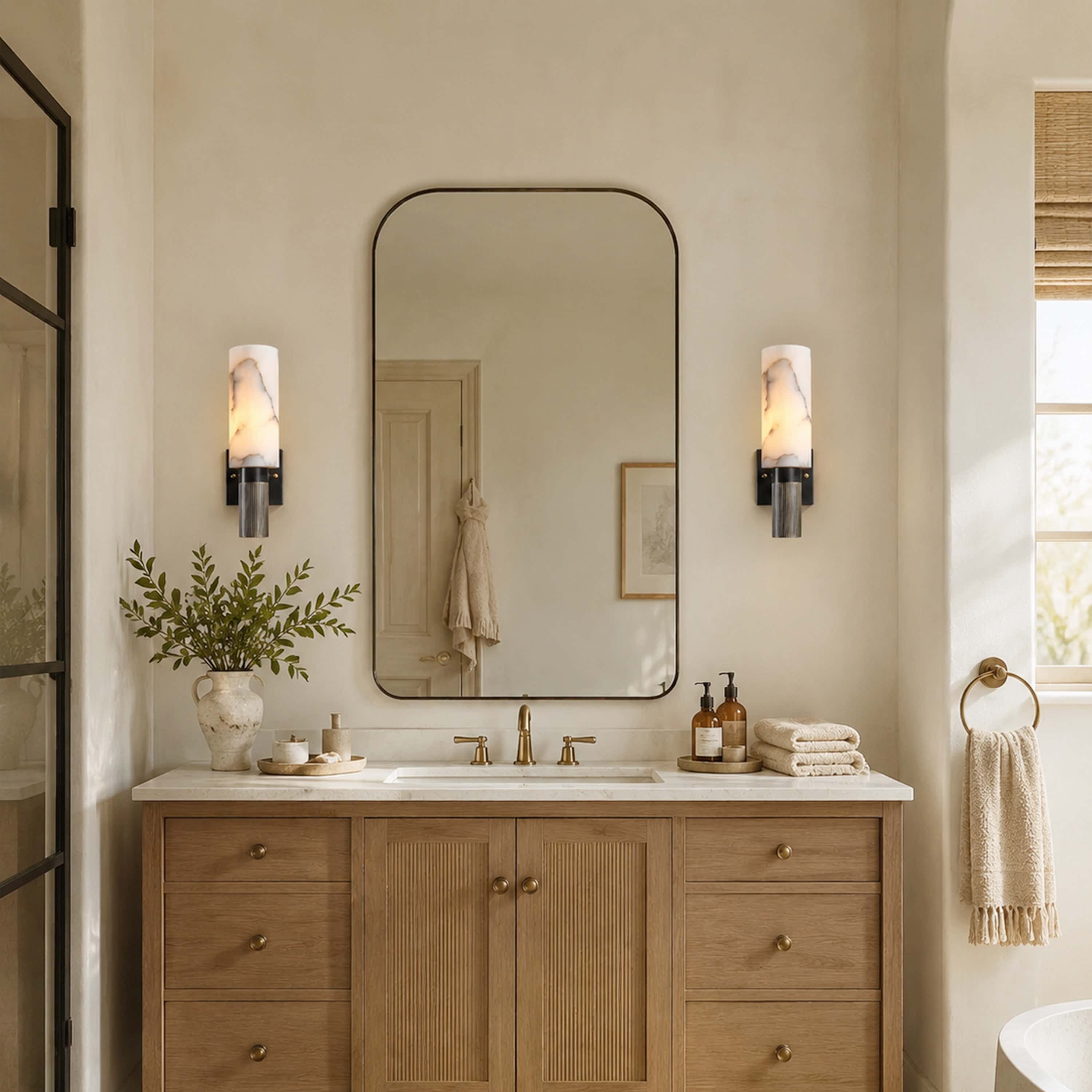 Xelora Alabaster Torch Wall Sconce
