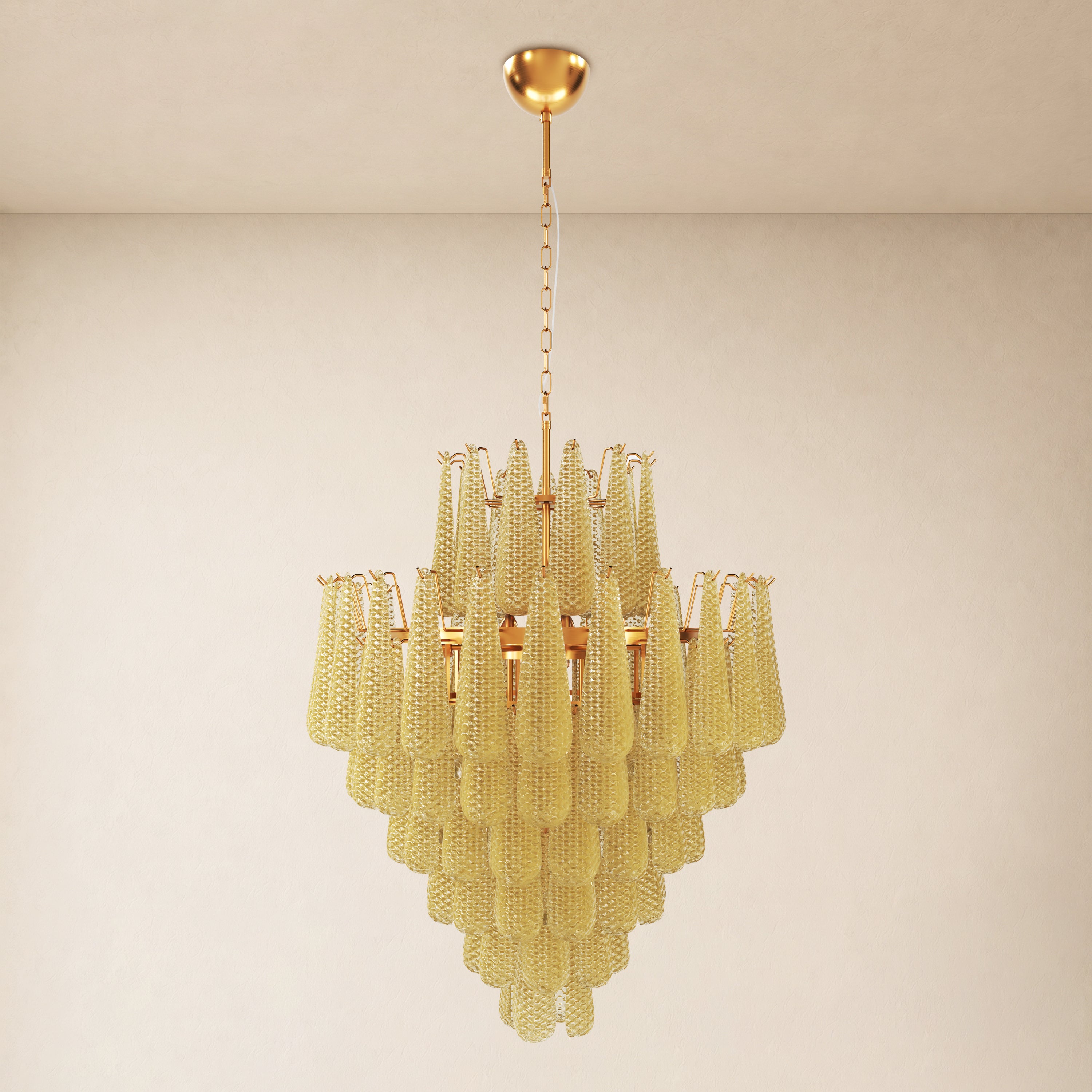 Veloria Murano Glass Leaf Tiered Chandelier 32"D