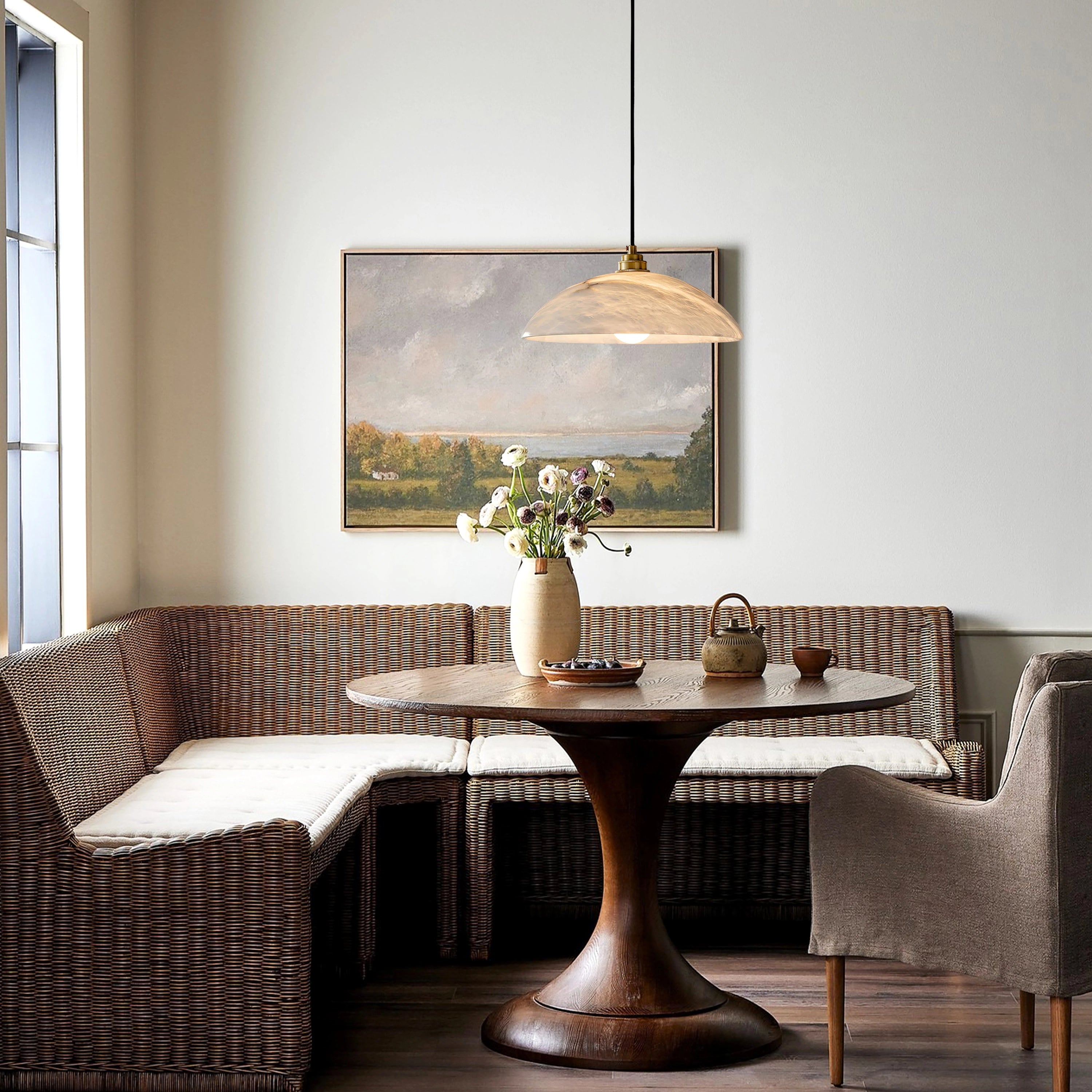 Dadaly Alabaster Modern Small Art Pendant 30.5cmD