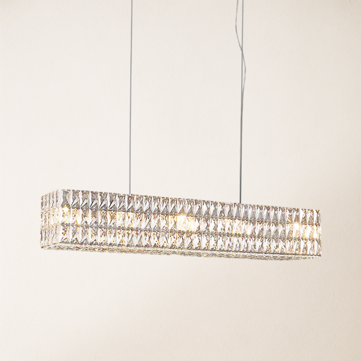 Mia Rectangular 3-Tier Crystal Chandelier 185 cm W