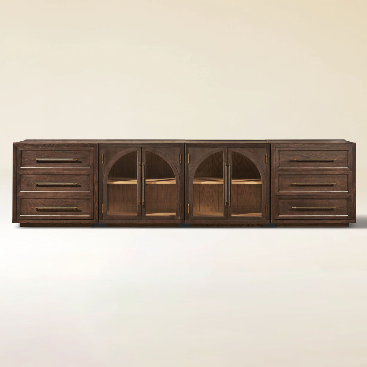 Alvar Arched 121″ Oak Modular Media Console(Set of 4)
