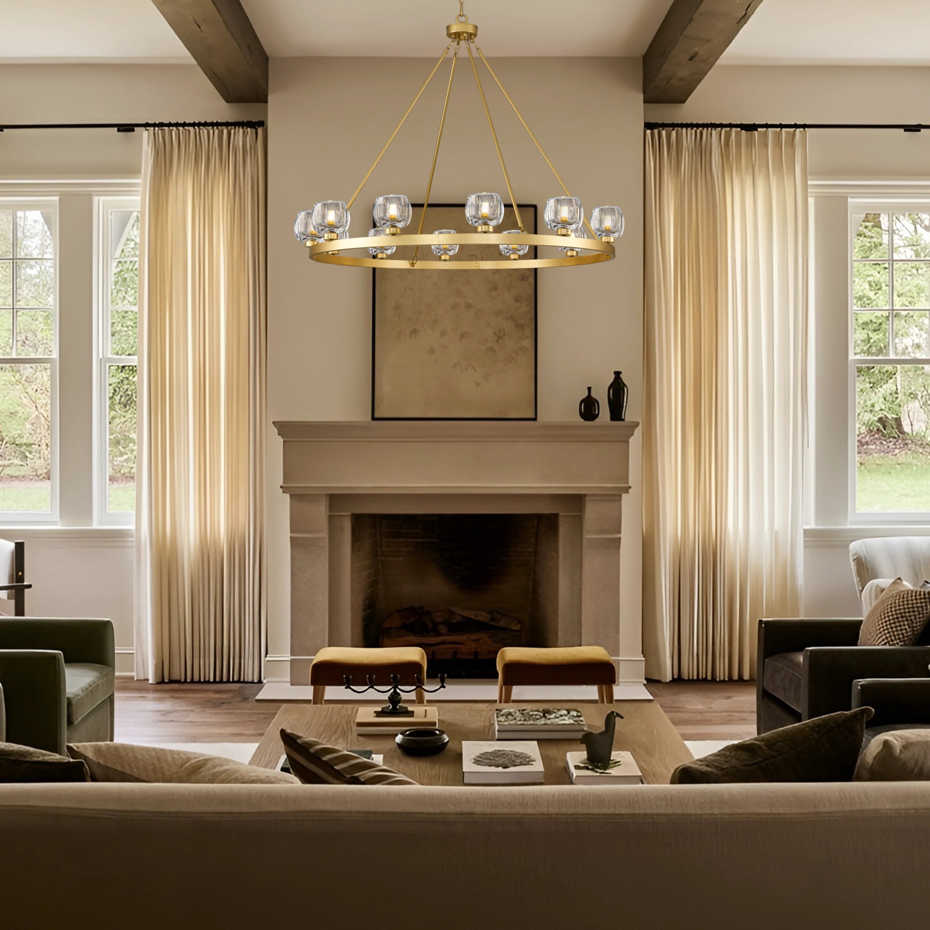 Vellum Round Chandelier 48"D