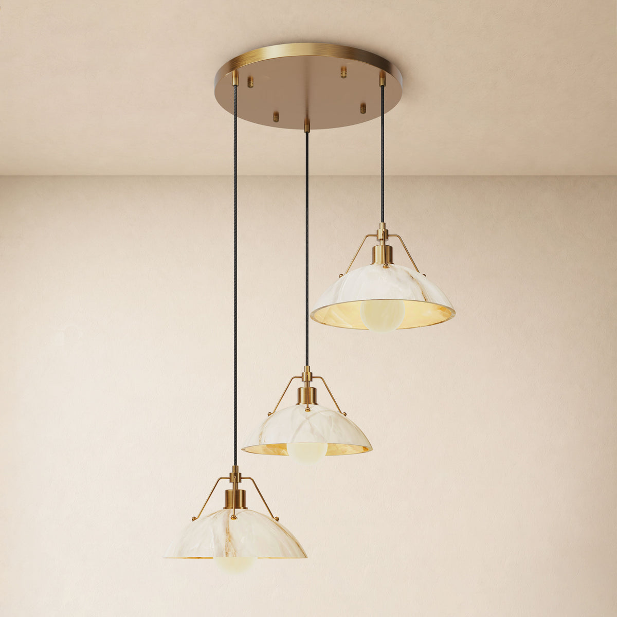 Aurevyn Resin 3-Light Round Pendant 15.7"D