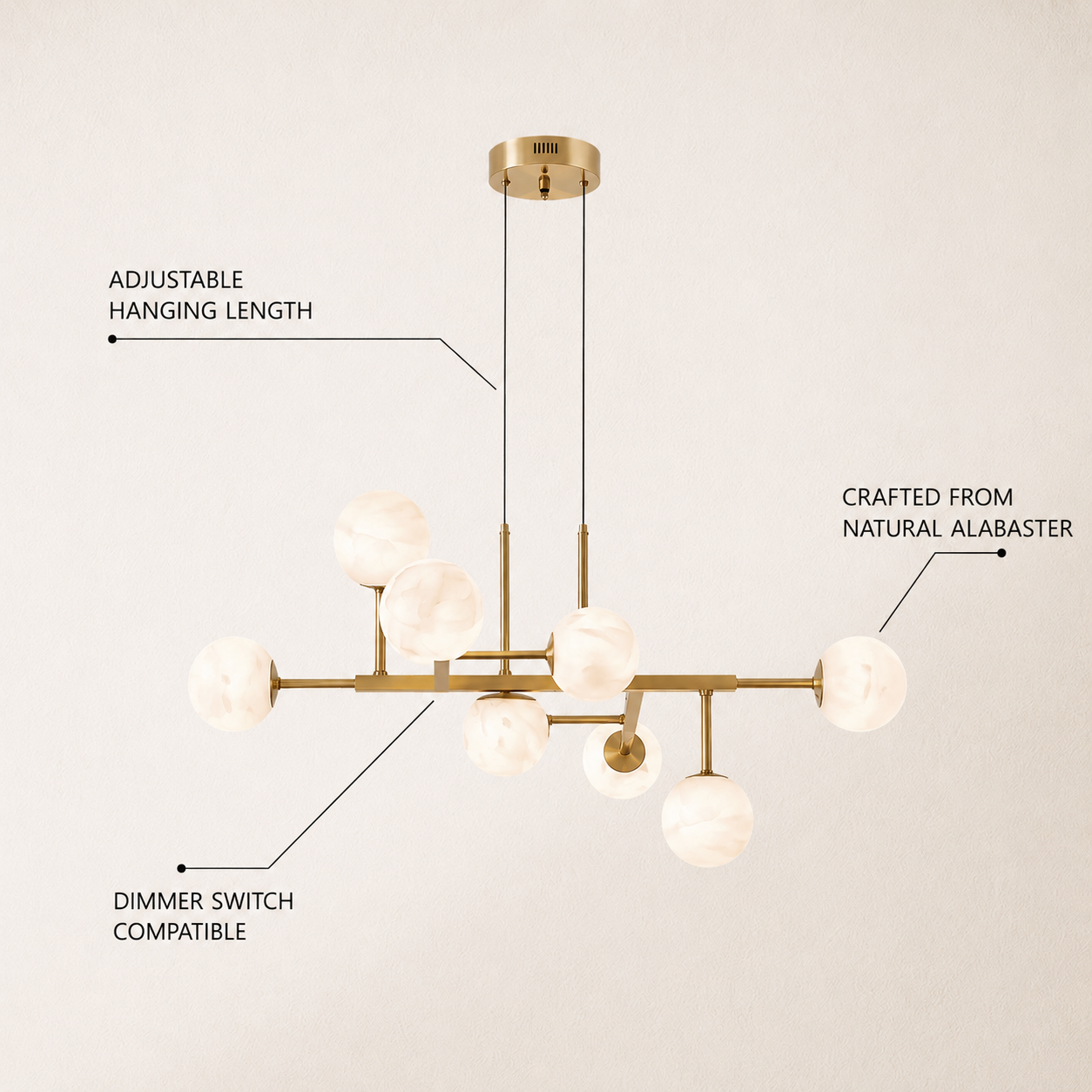Velorium Alabaster Linear Chandelier