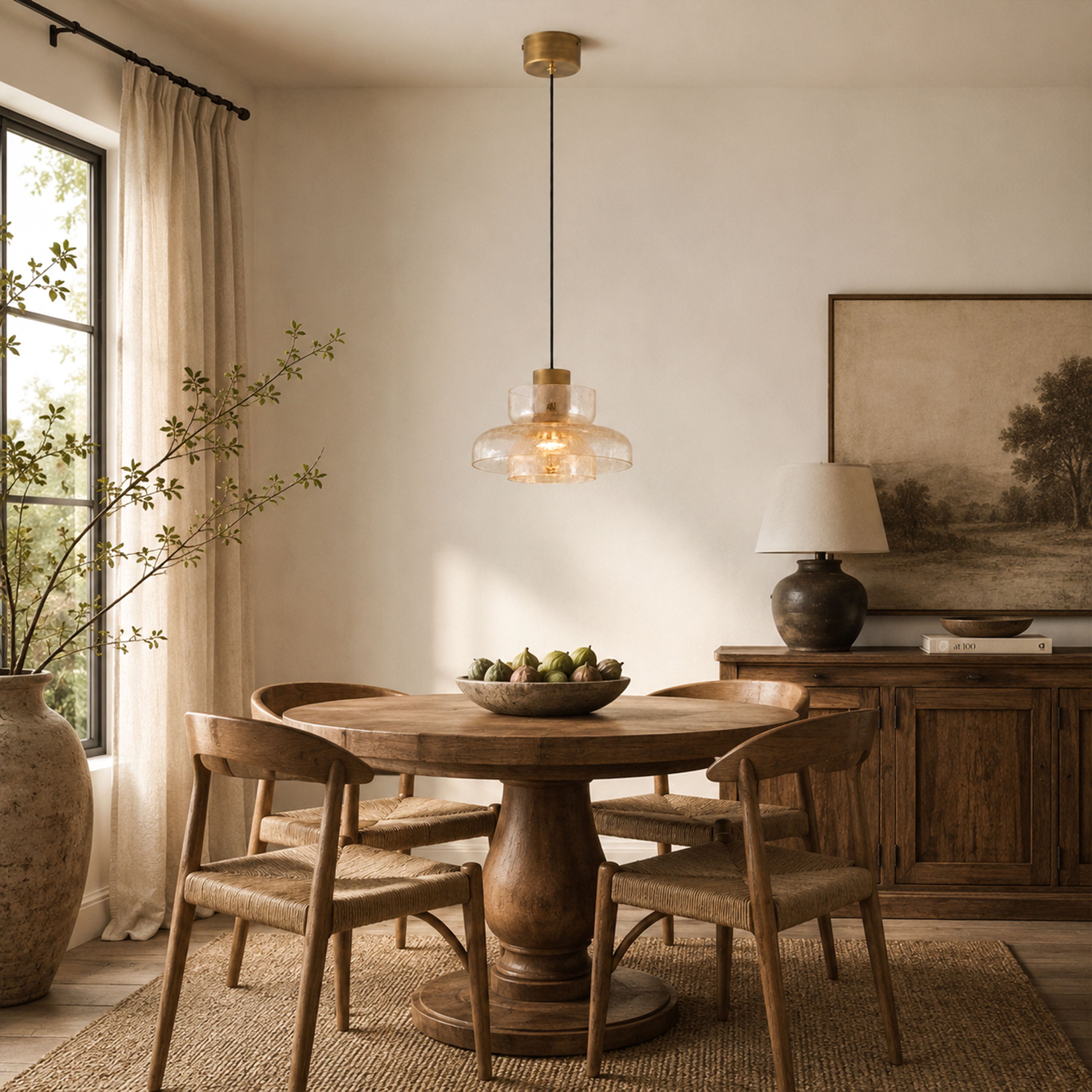 Zendria Crackle Glass Pendant Light