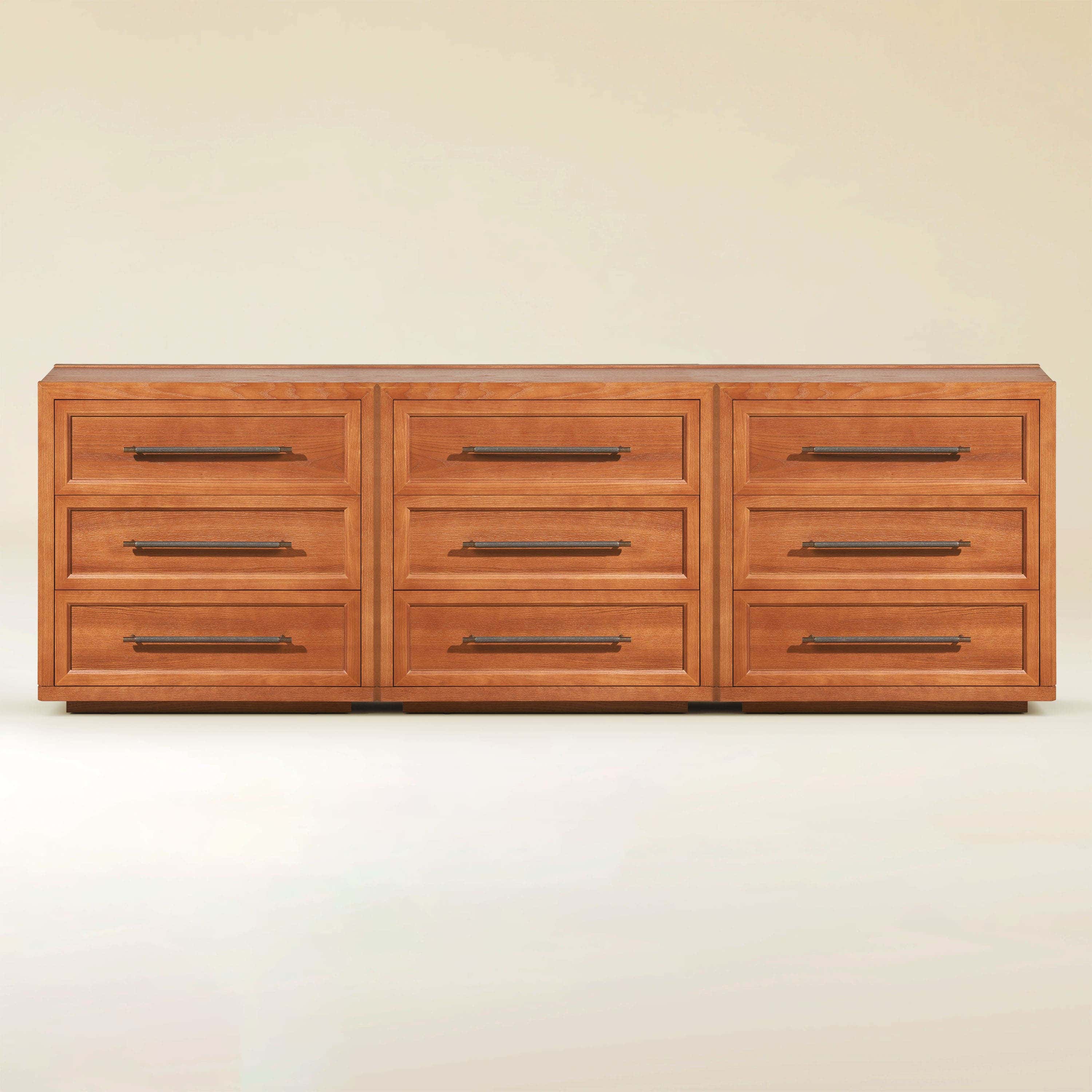 Alvar 95″ Oak 9-Drawer Chest(Set of 3)