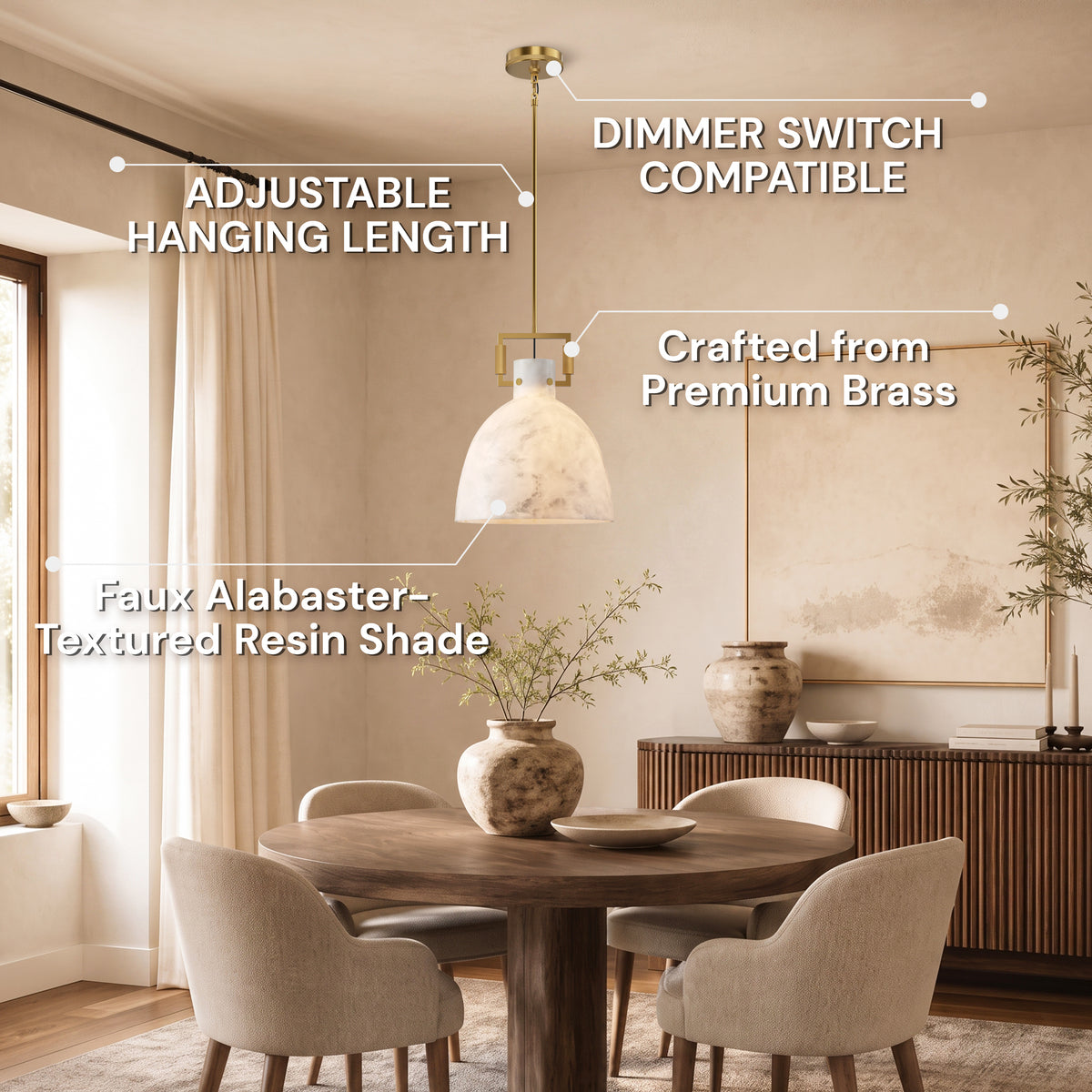 Lioren Resin Dome Pendant Light 14.2"D