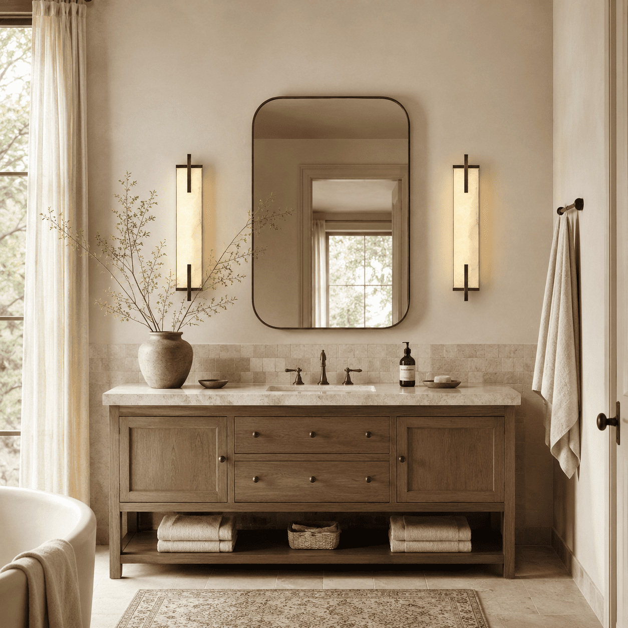 Vespera Alabaster Linear Wall Sconce