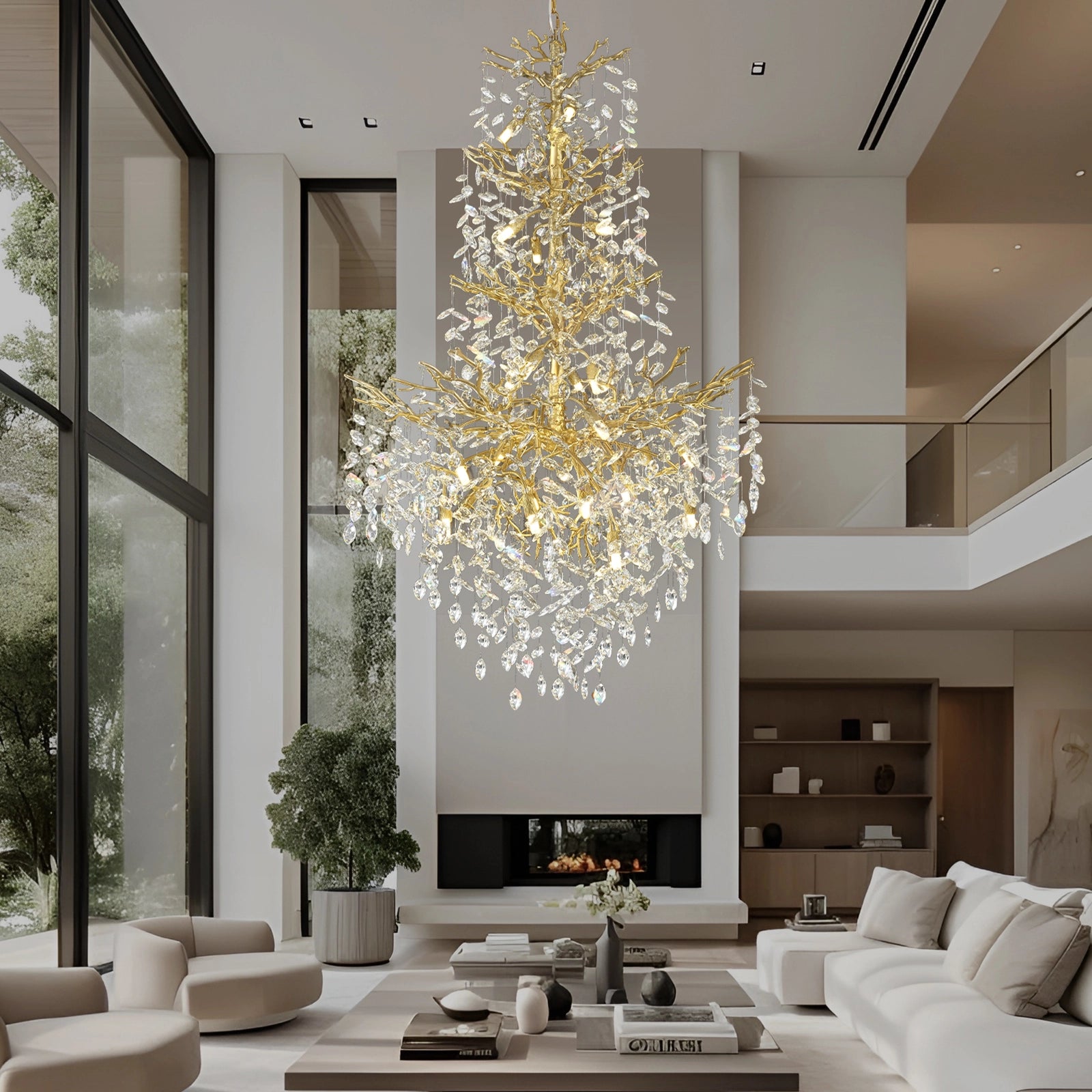 Frostleaf Crystal Cascade Grand Staircase Chandelier 165cm H