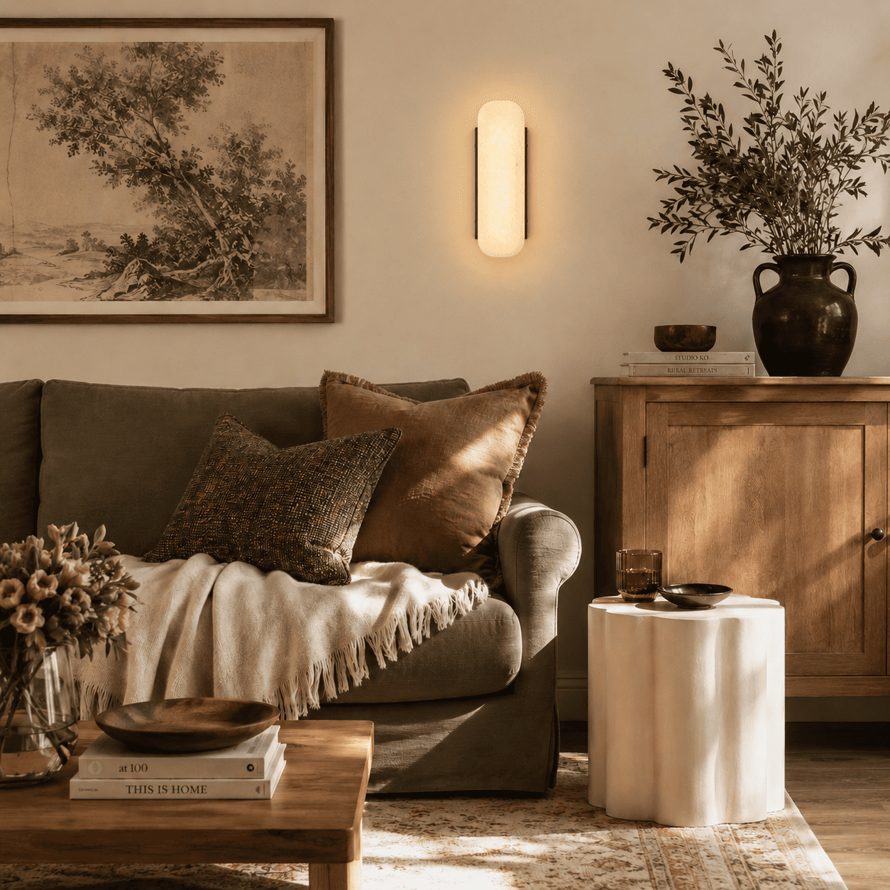 Valora Alabaster Capsule Wall Sconce
