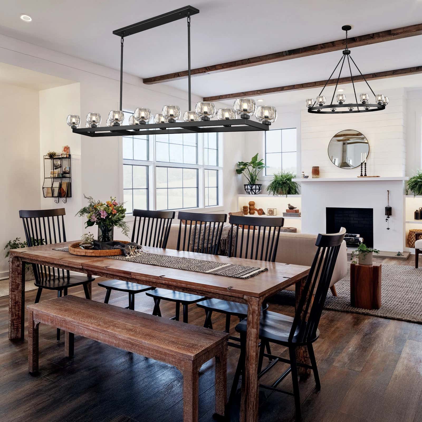 Vellum Rectangular Chandelier 59"W