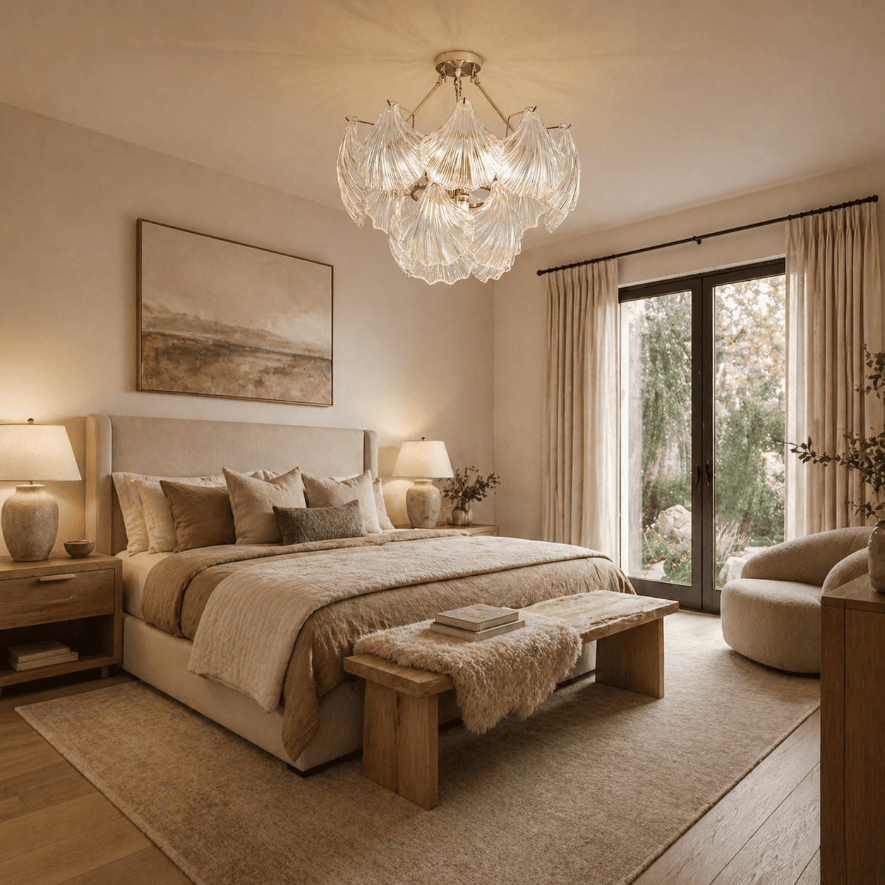 Marivelle Shell Glass Round Chandelier