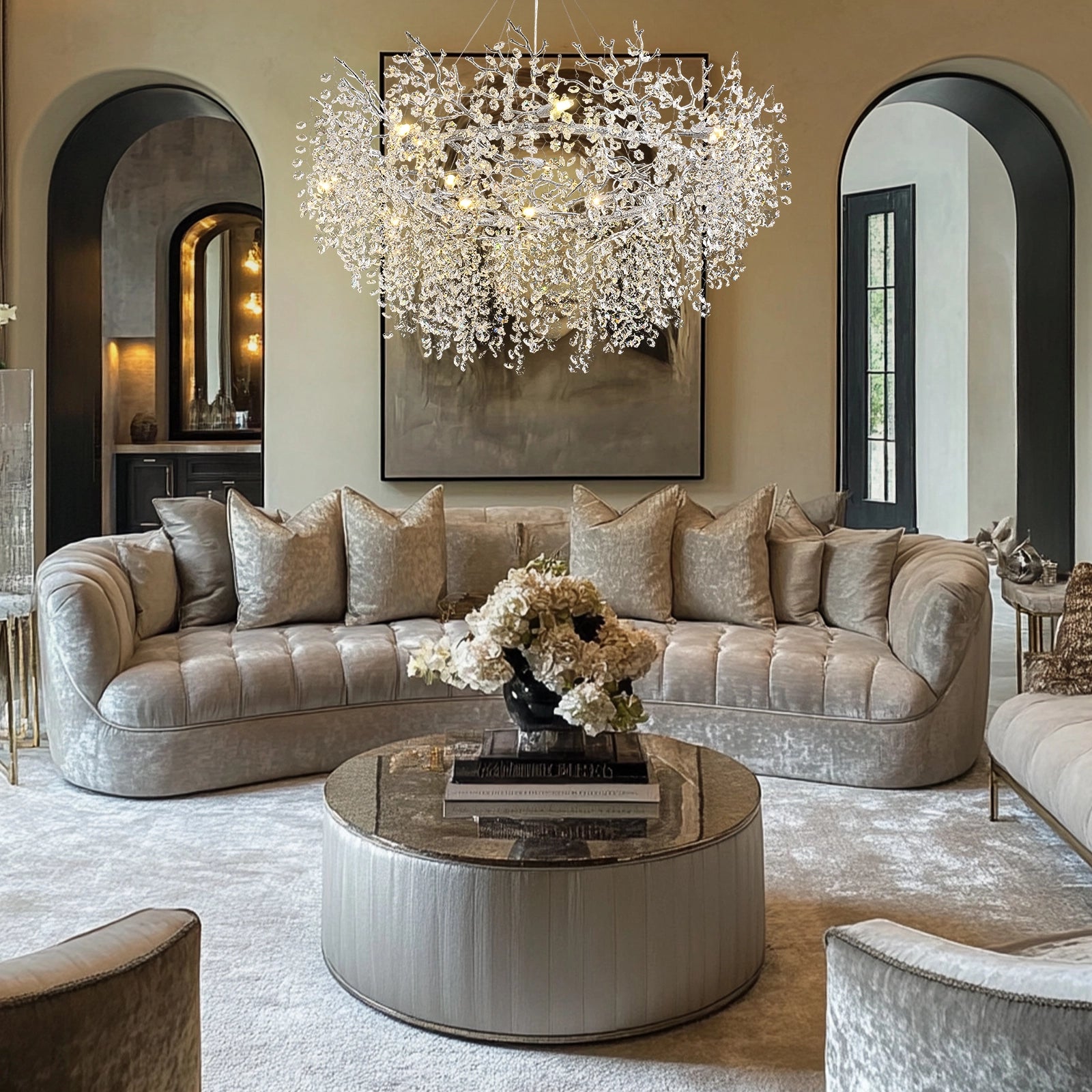 Lustre Branches Halo Chandelier 122cm