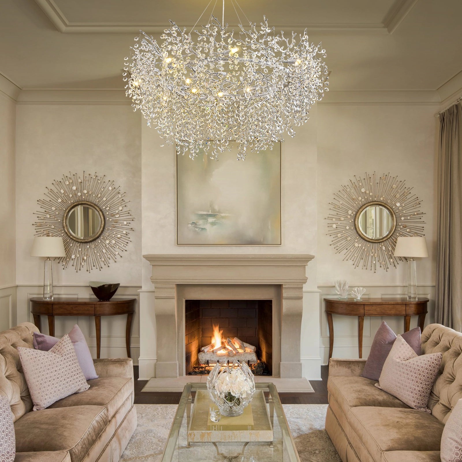 Lustre Branches Halo Chandelier 122cm