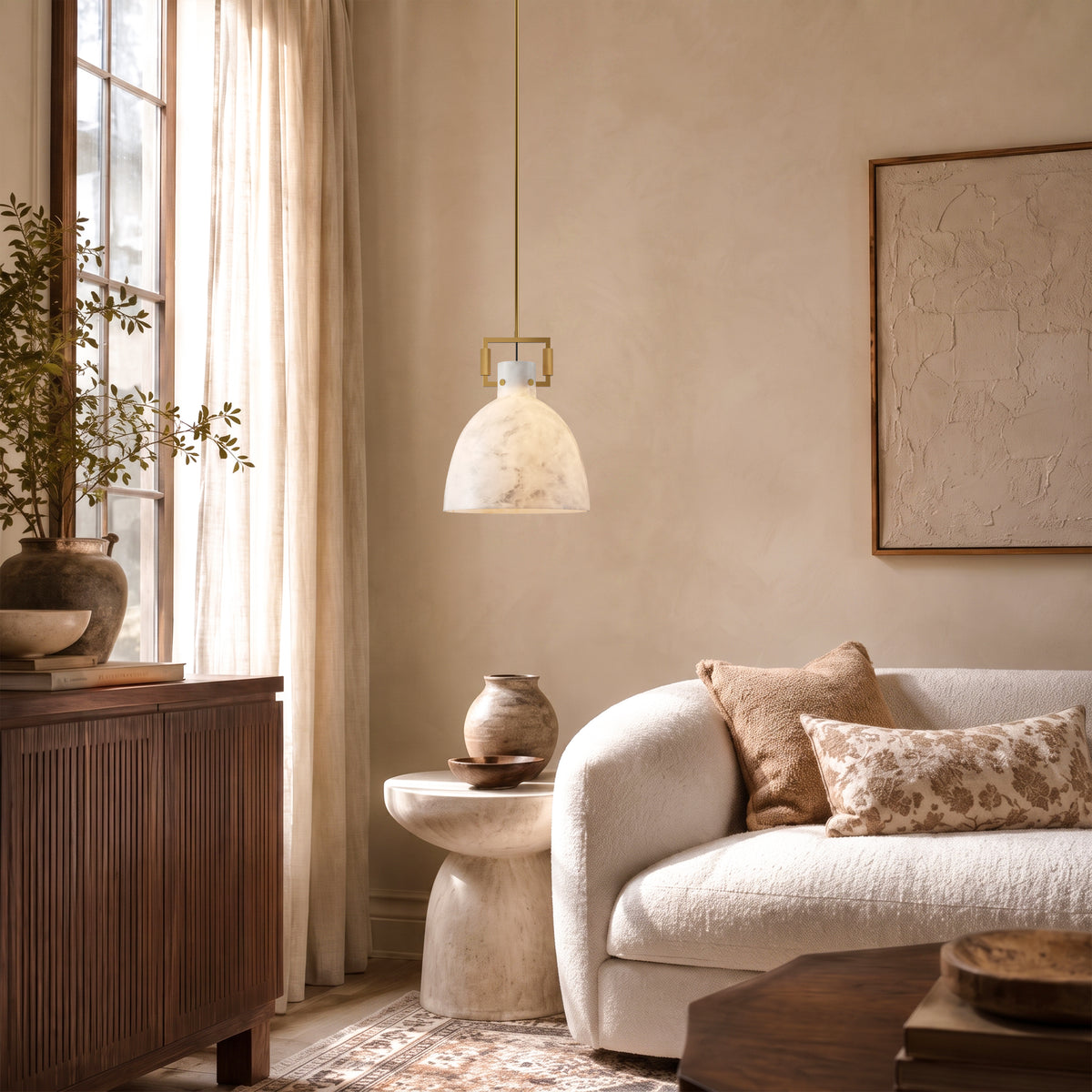 Lioren Resin Dome Pendant Light 14.2"D