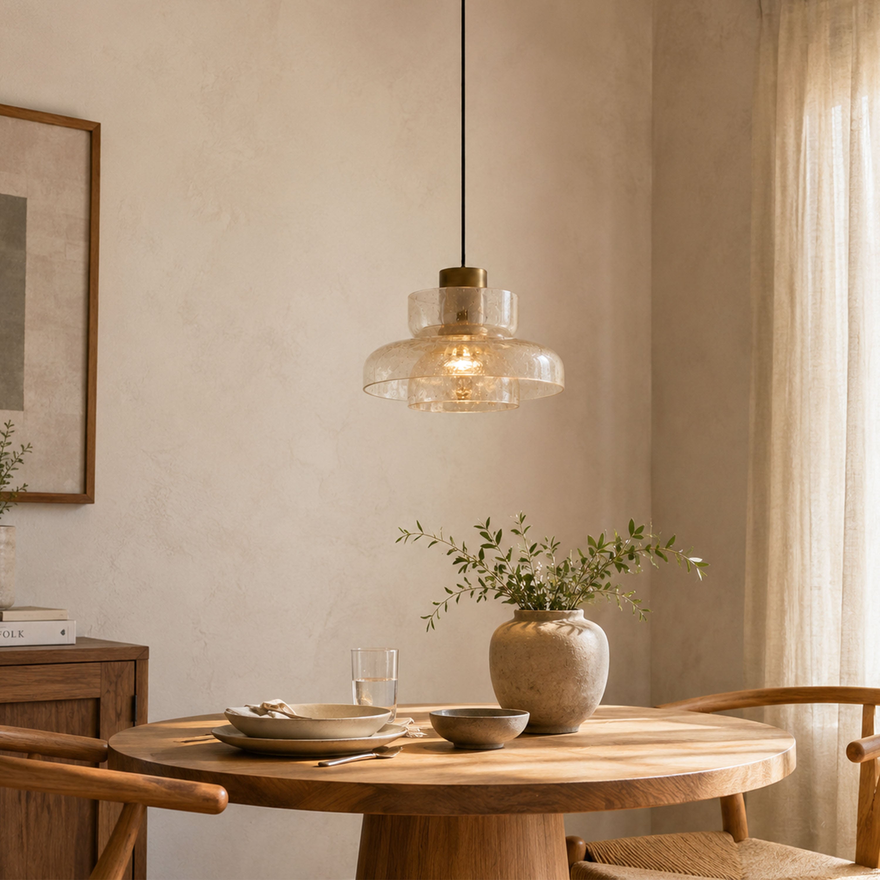 Zendria Crackle Glass Pendant Light