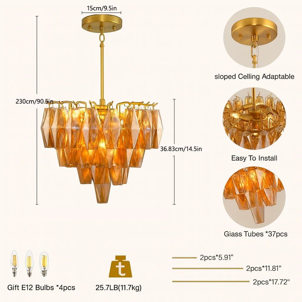 Celestial Drop Round Glass Pendant 17"D