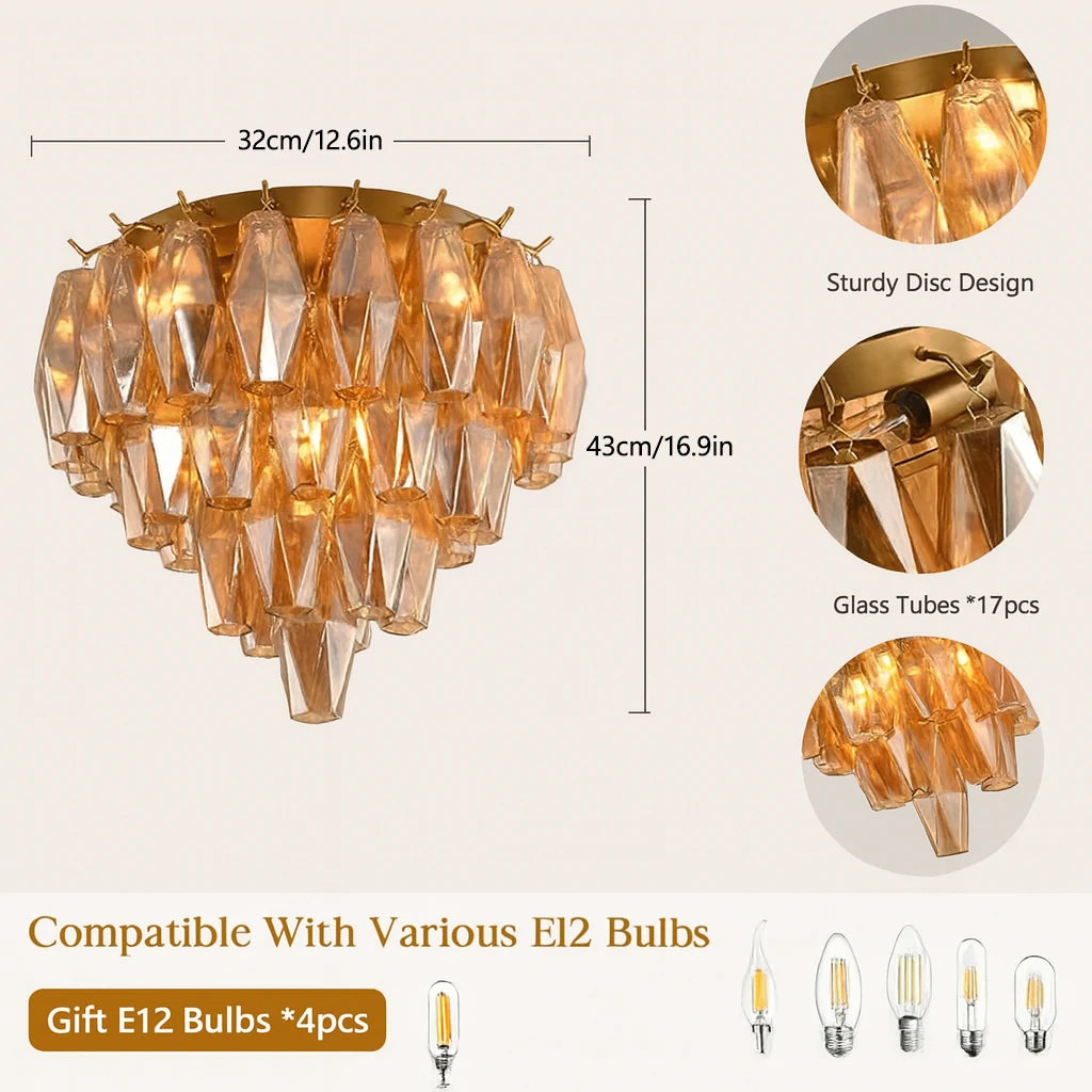 Celestial Drop Glass Flush Mount 32cm D