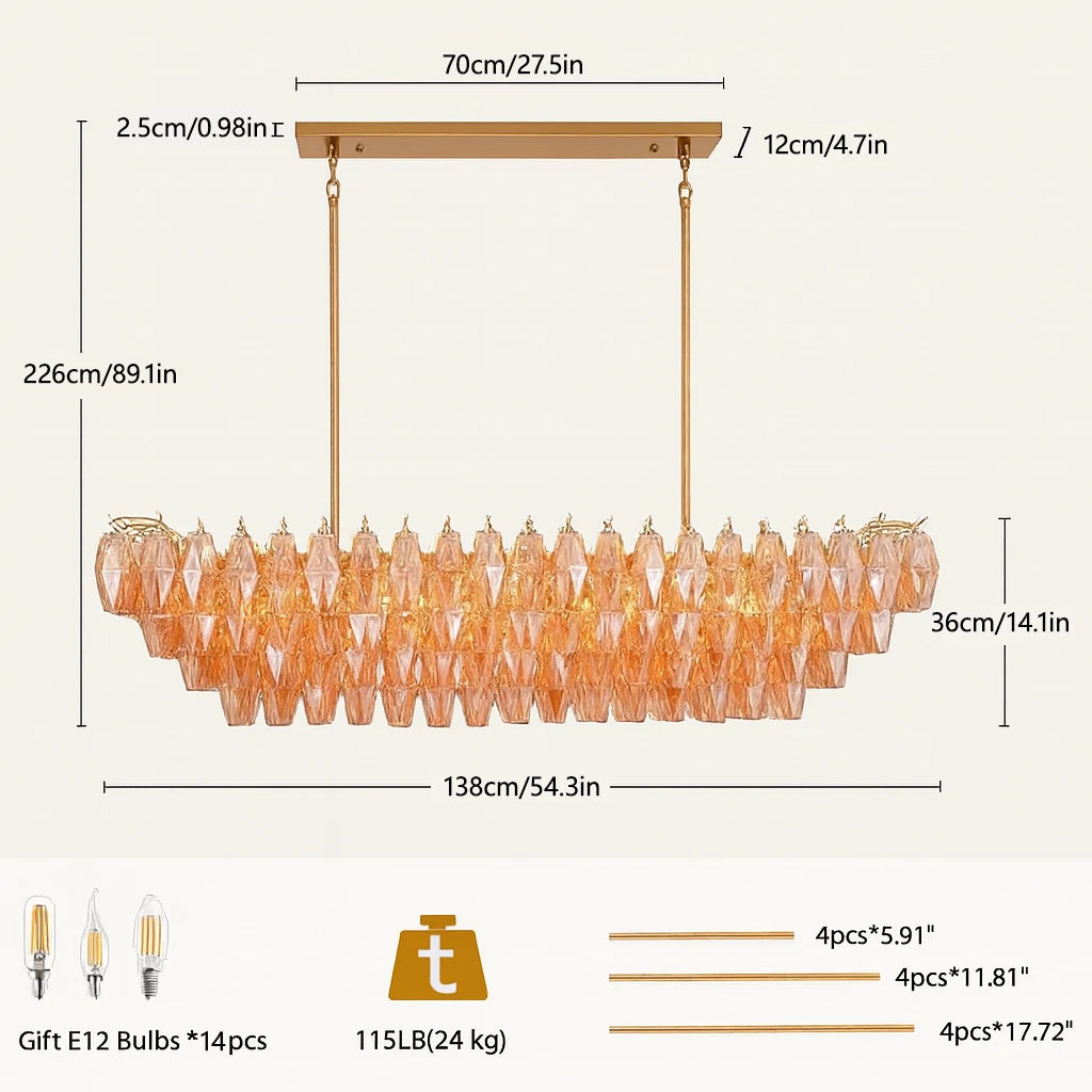 Celestial Drop Glass Crystal Glass Chandelier 137cm W
