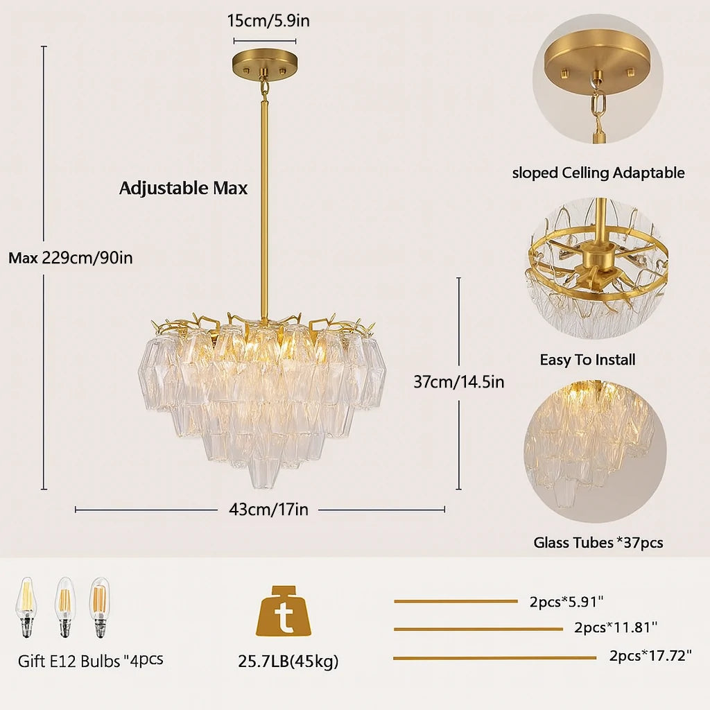 Celestial Drop Glass Crystal Glass Chandelier 43cm D