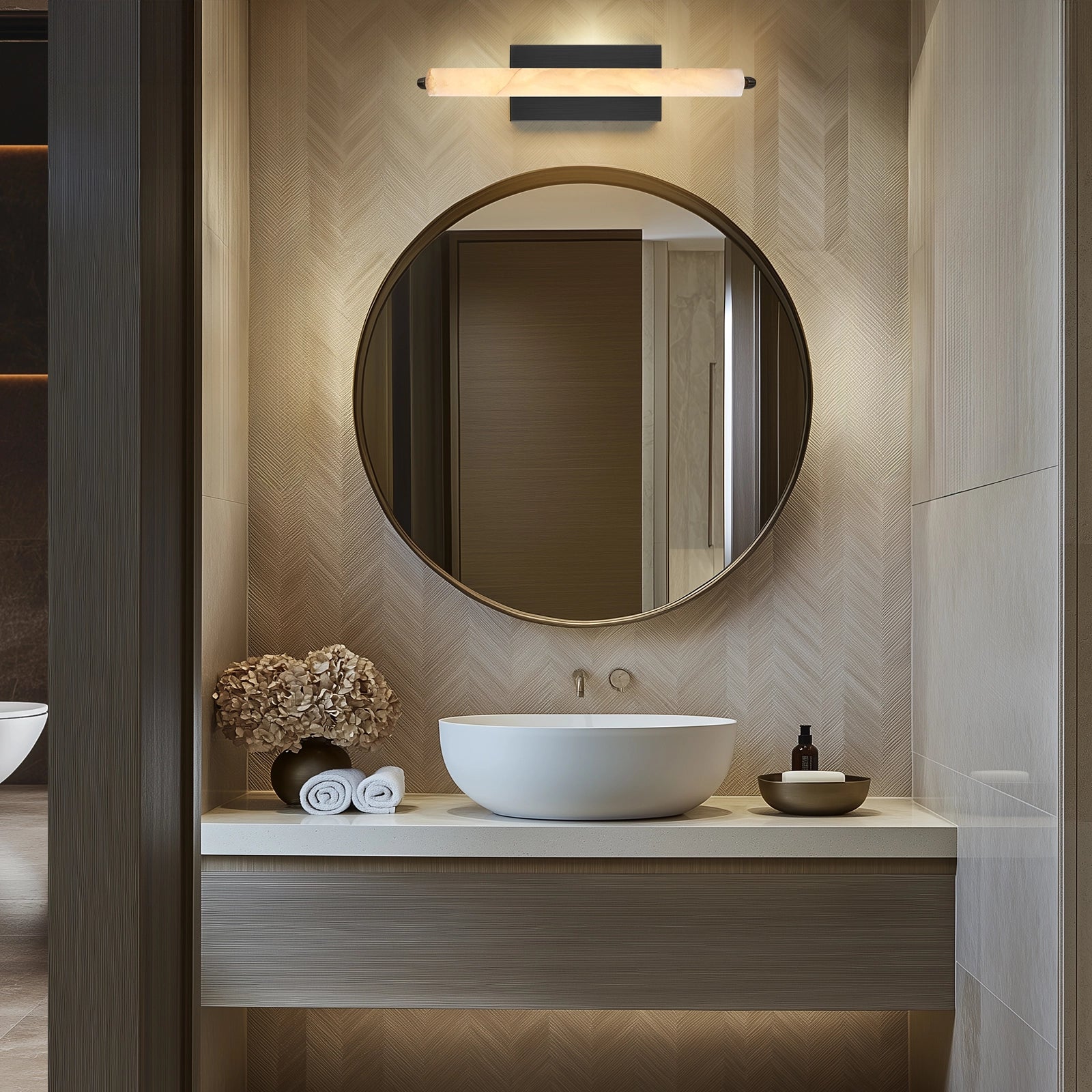 Clara Glow Alabaster Single Wall Sconce 48cm