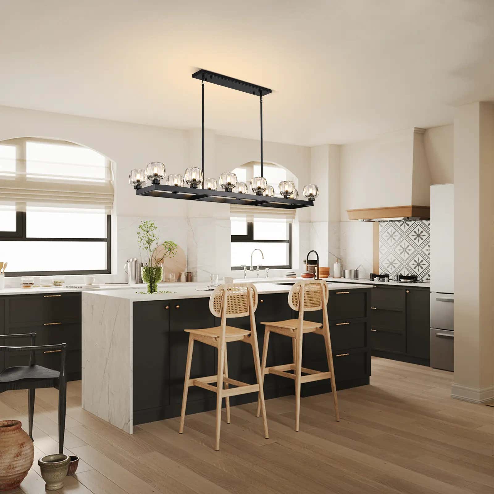 Vellum Rectangular Chandelier 68"W