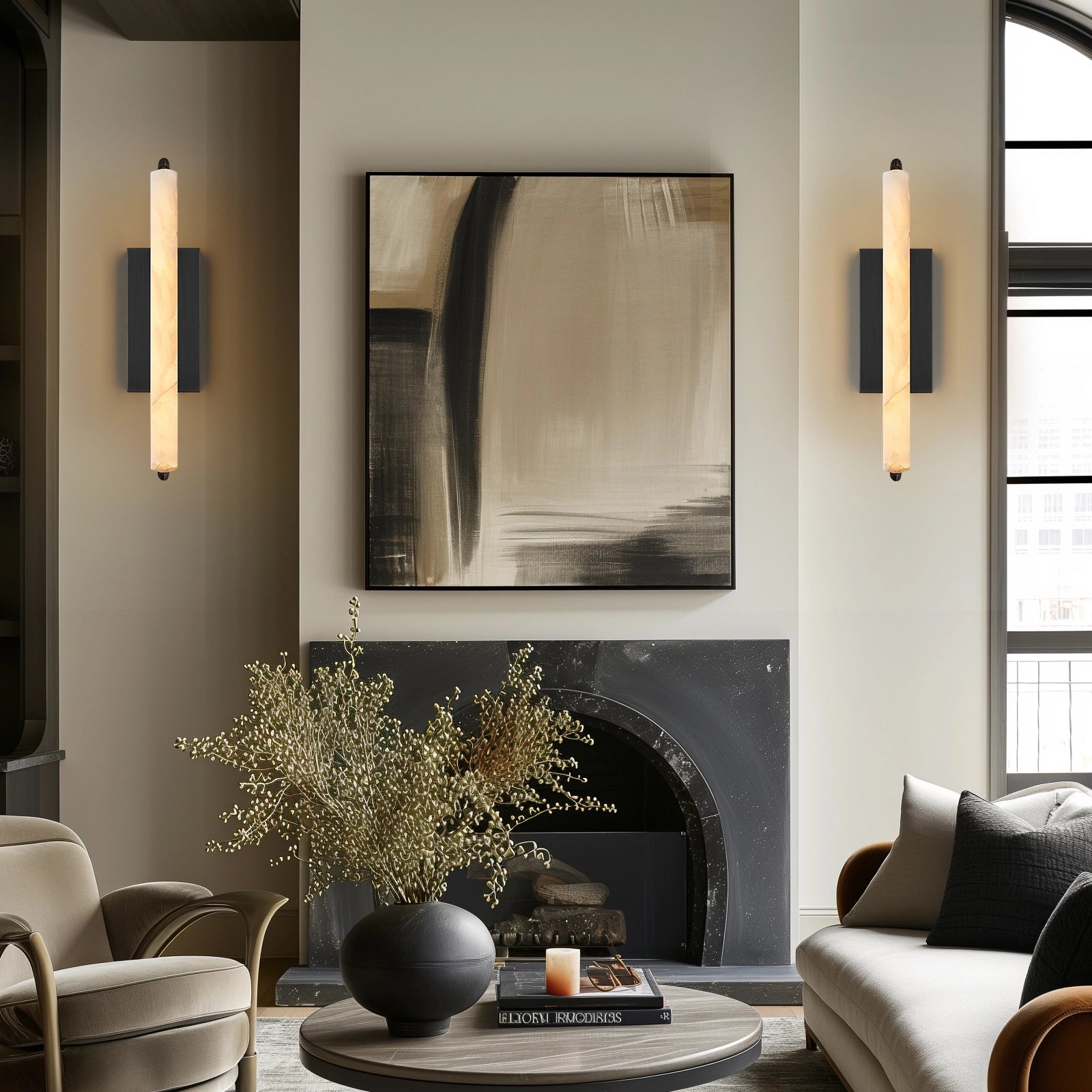 Clara Glow Alabaster Single Wall Sconce 48cm