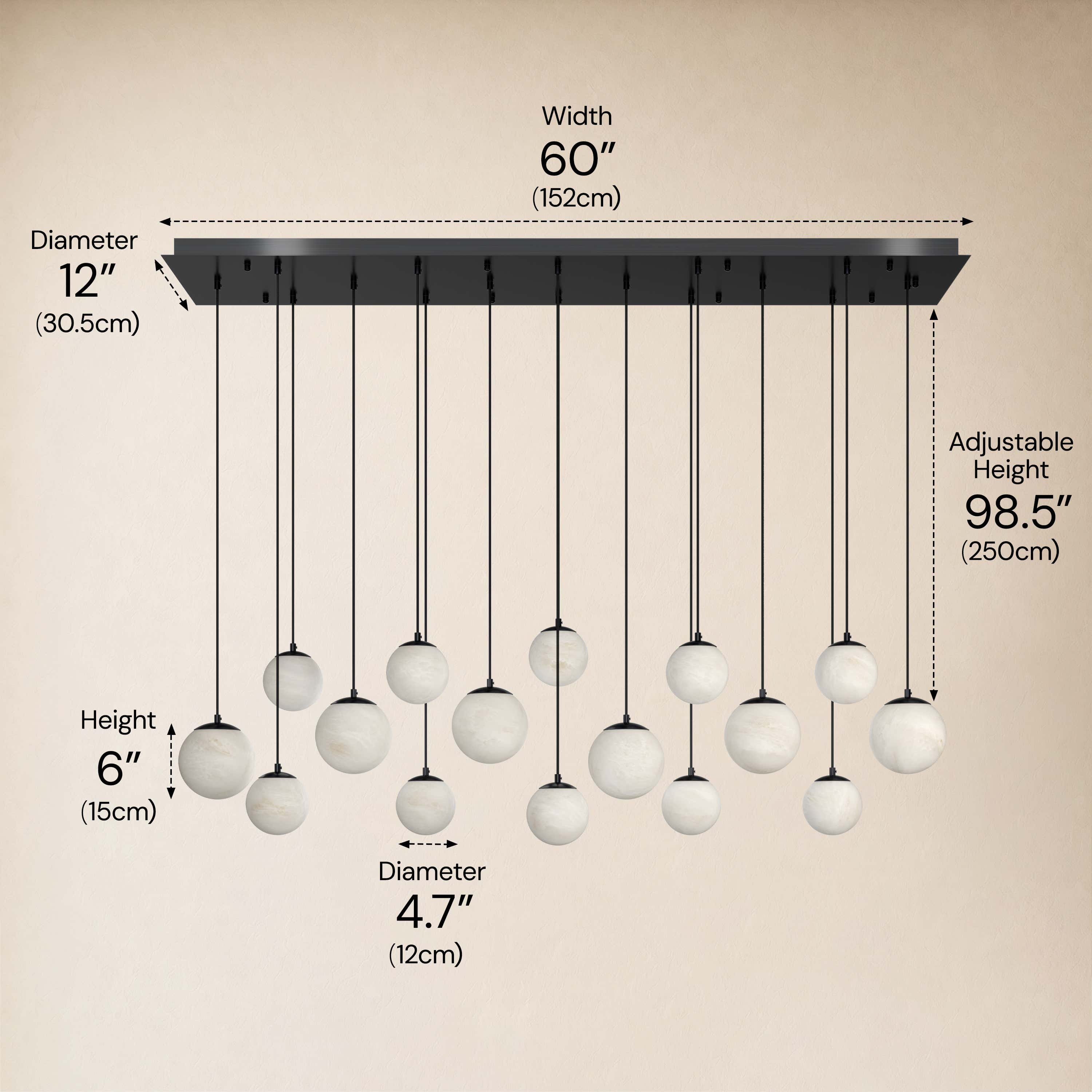 Elviora Resin Globe Rectangular Chandelier