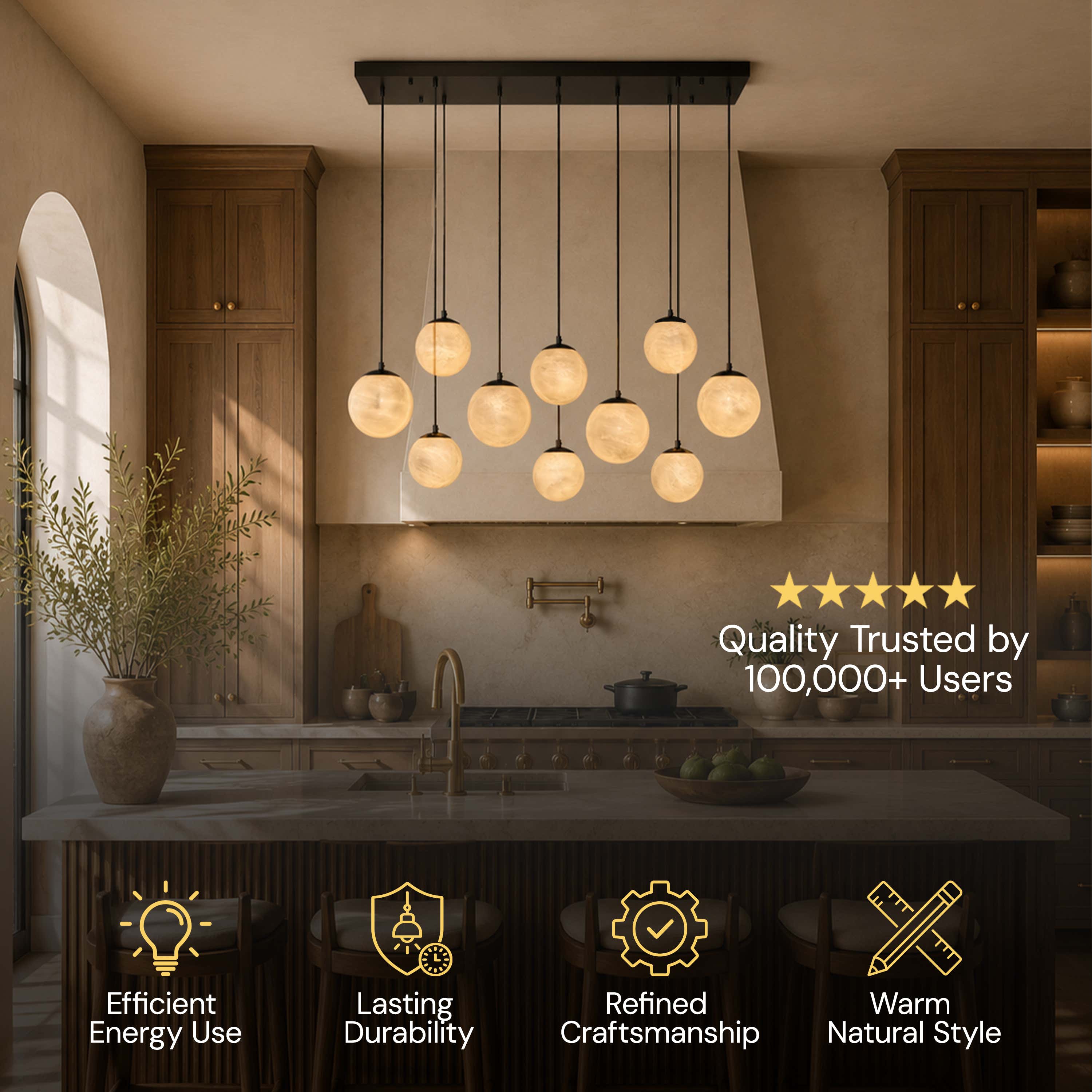 Elviora Resin Globe Rectangular Chandelier