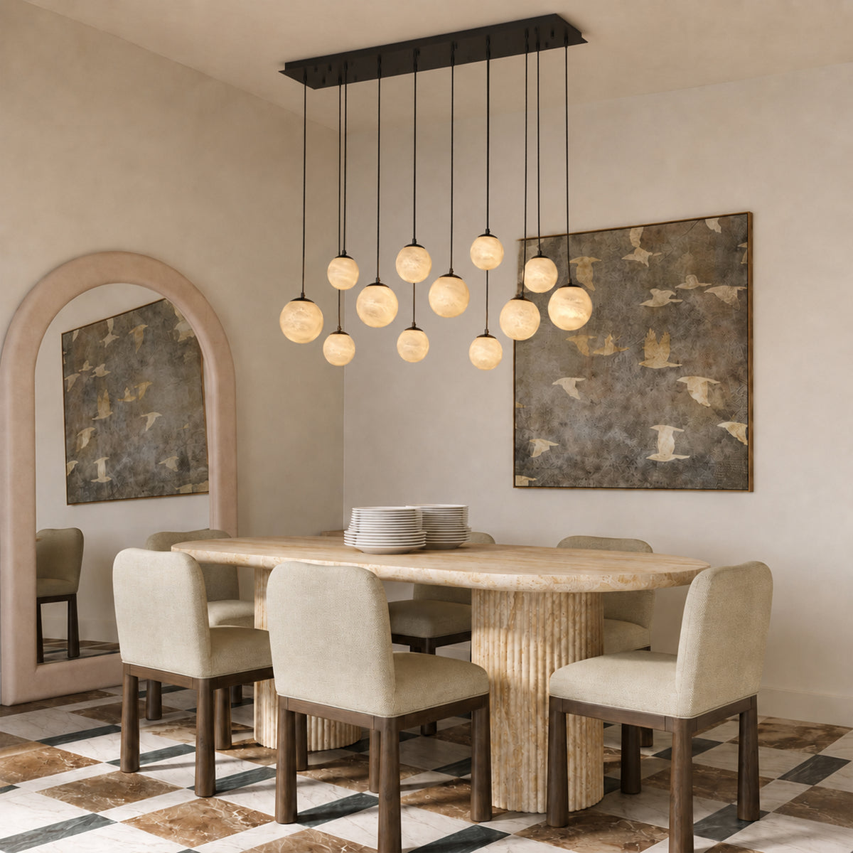 Elviora Resin Globe Rectangular Chandelier