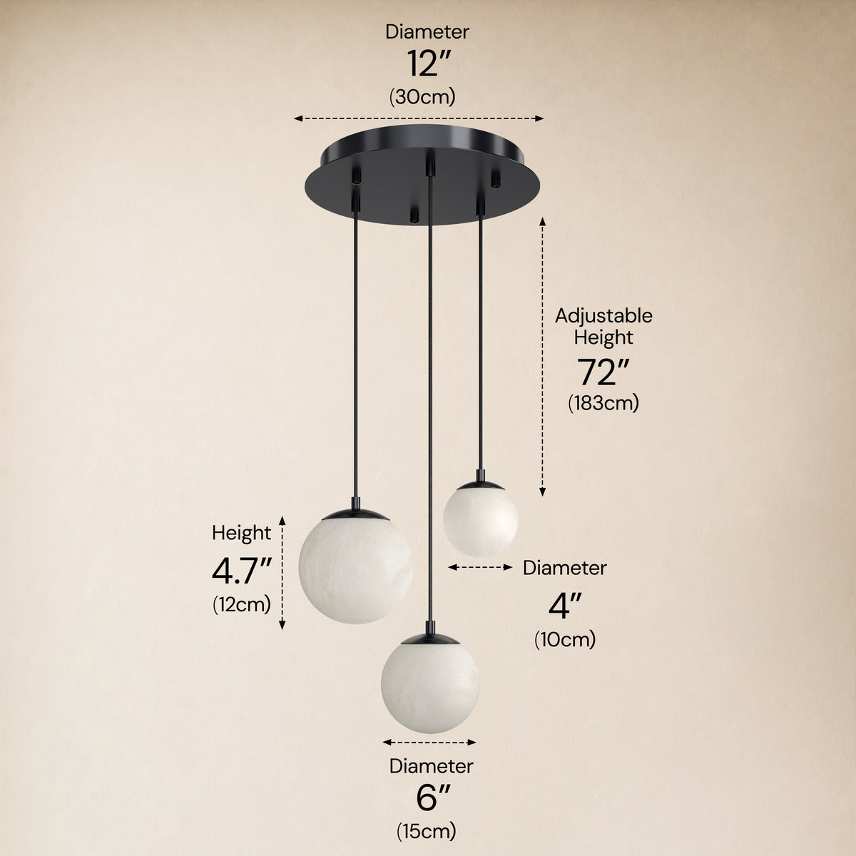 Elviora Resin Globe Round Chandelier size-image