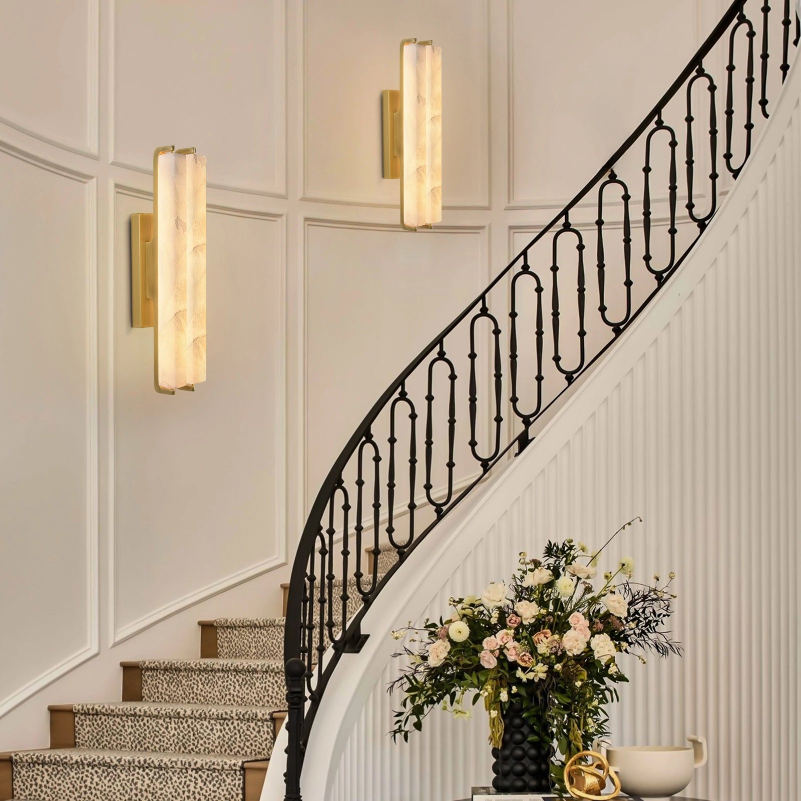 Clara Glow Alabaster Double Wall Sconce 19"H