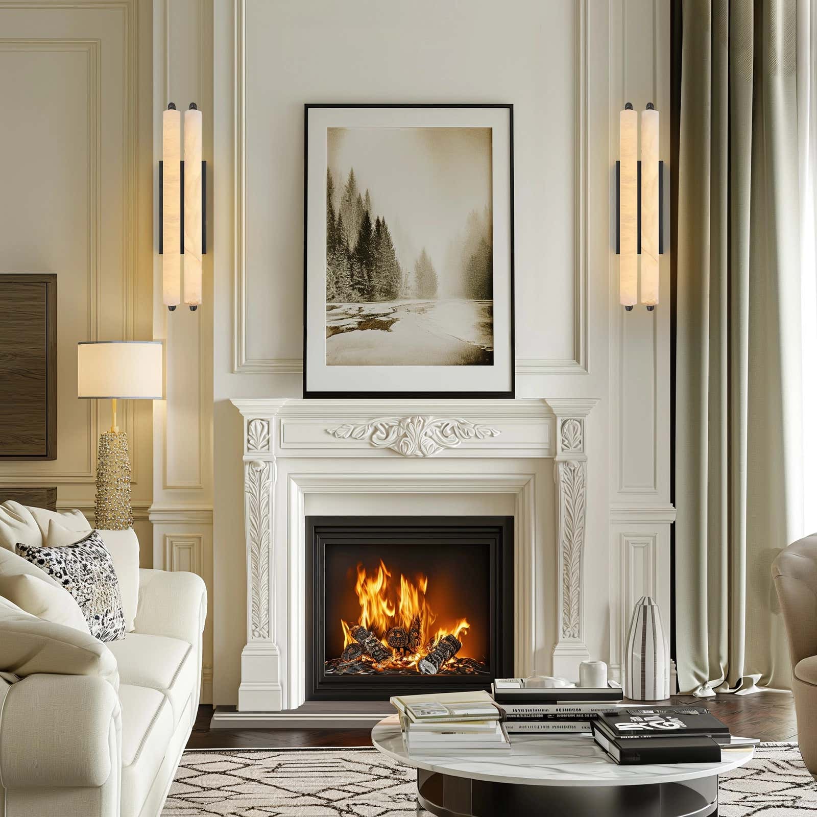 Clara Glow Alabaster Double Wall Sconce 19"H