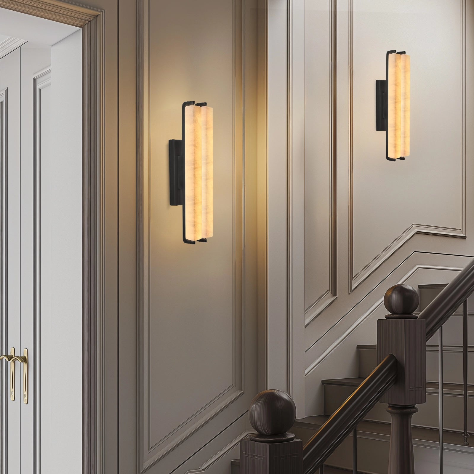 Clara Glow Alabaster Double Wall Sconce 48cm