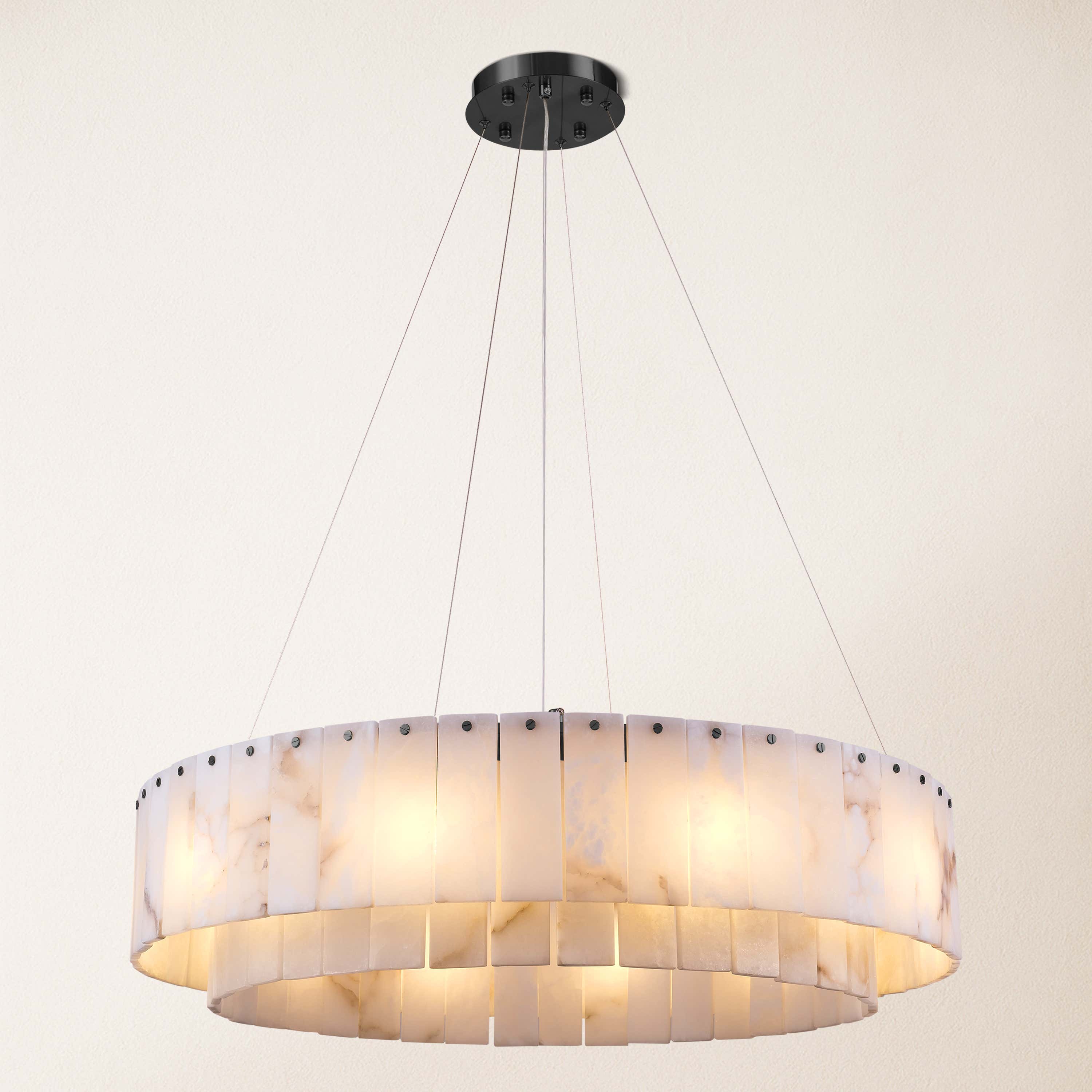 Sawyer Alabaster Round Chandelier 32"