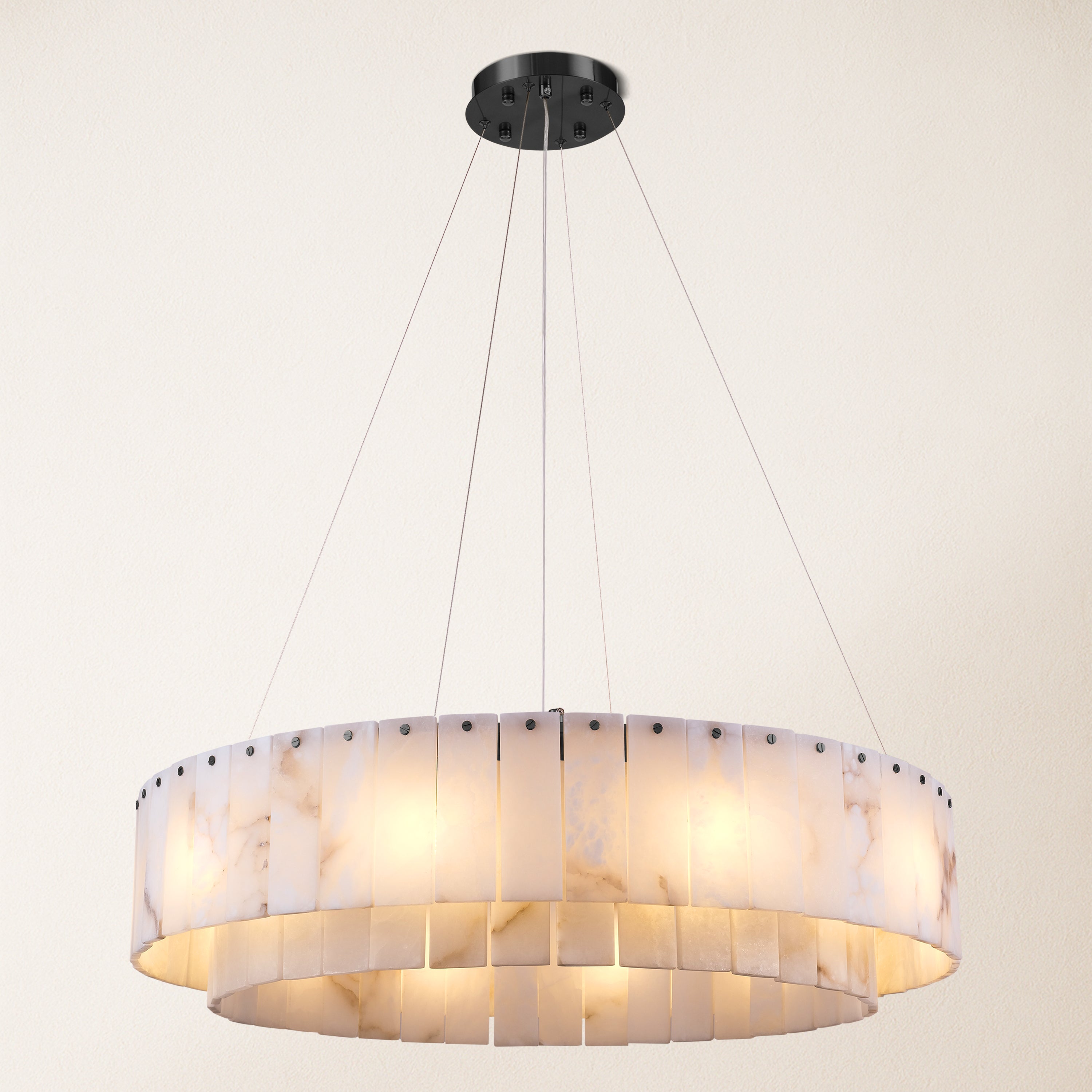 Sawyer Alabaster Round Chandelier 32"